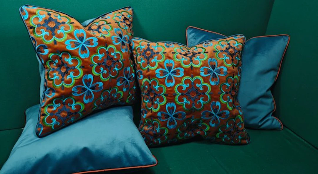 Pillow set XXL with "Antiche mattonelle" fabric by Manufatti Toscani