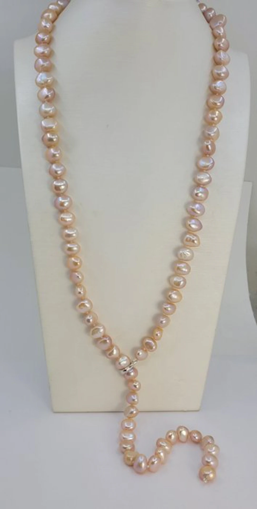 No reserve price - Necklace Silver, 9x12mm Pink Edison Pearls