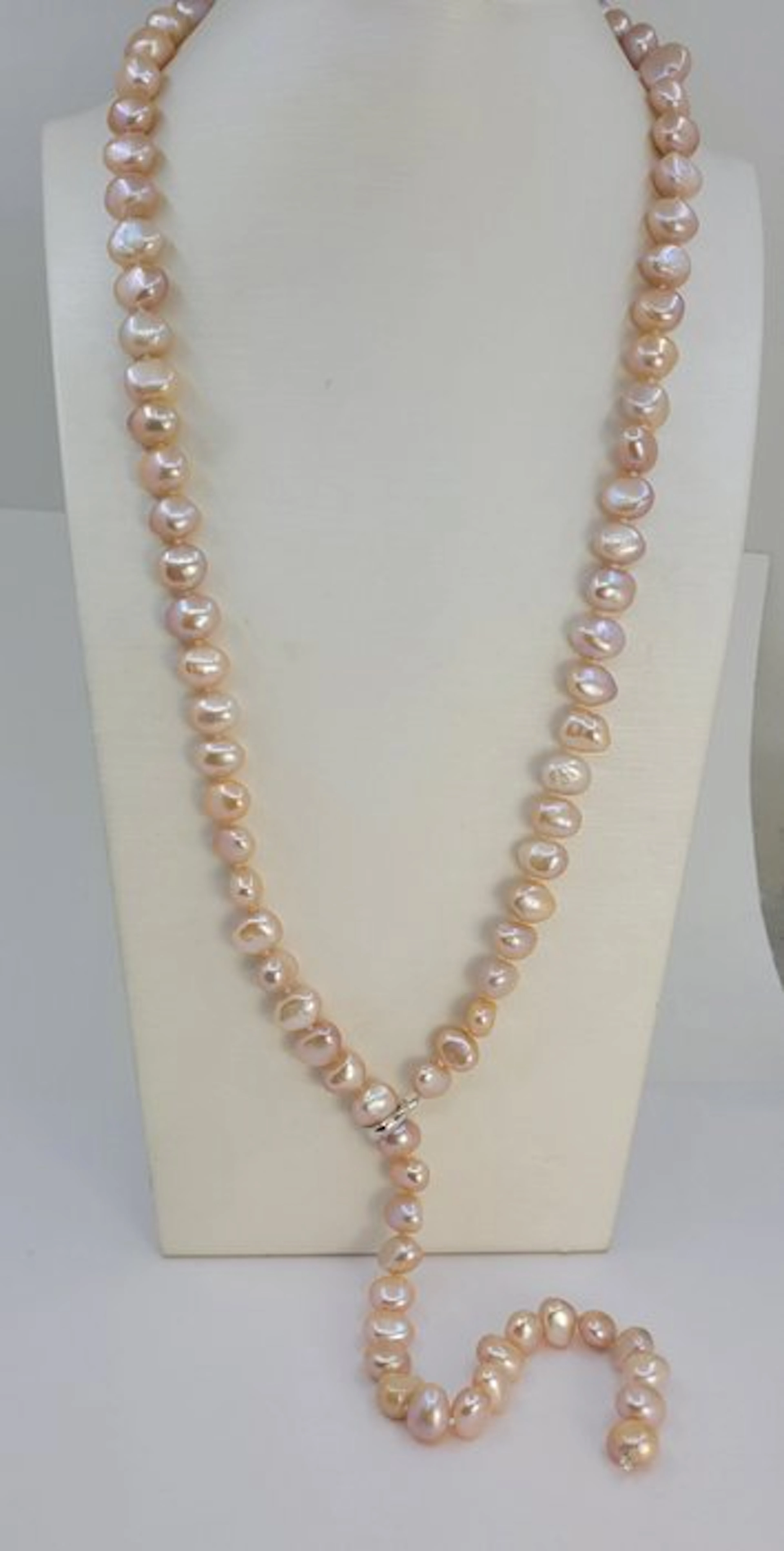 No reserve price - Necklace Silver, 9x12mm Pink Edison Pearls