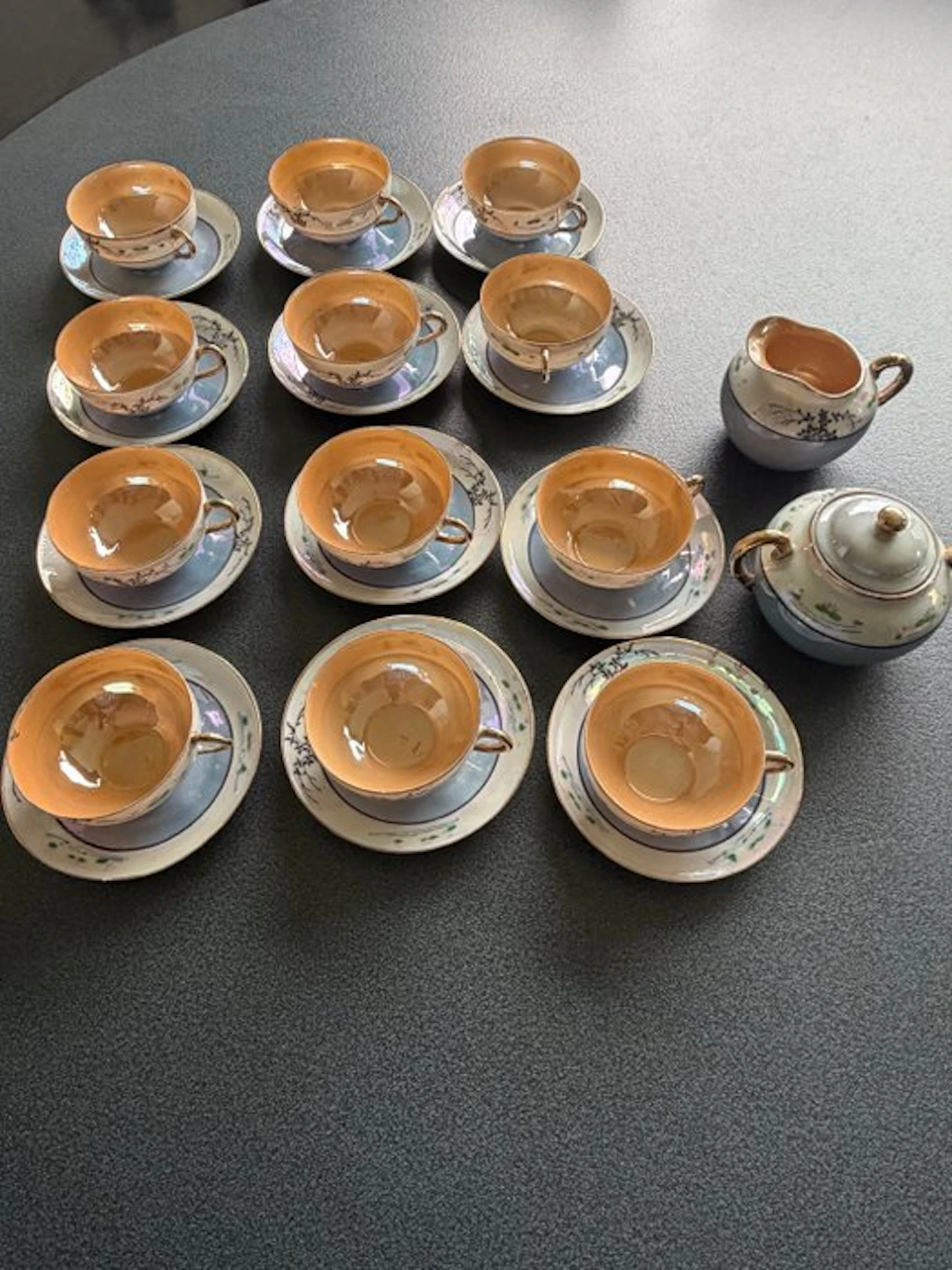 Tea cup set for 12 - Porcelain - eggshell porcelain