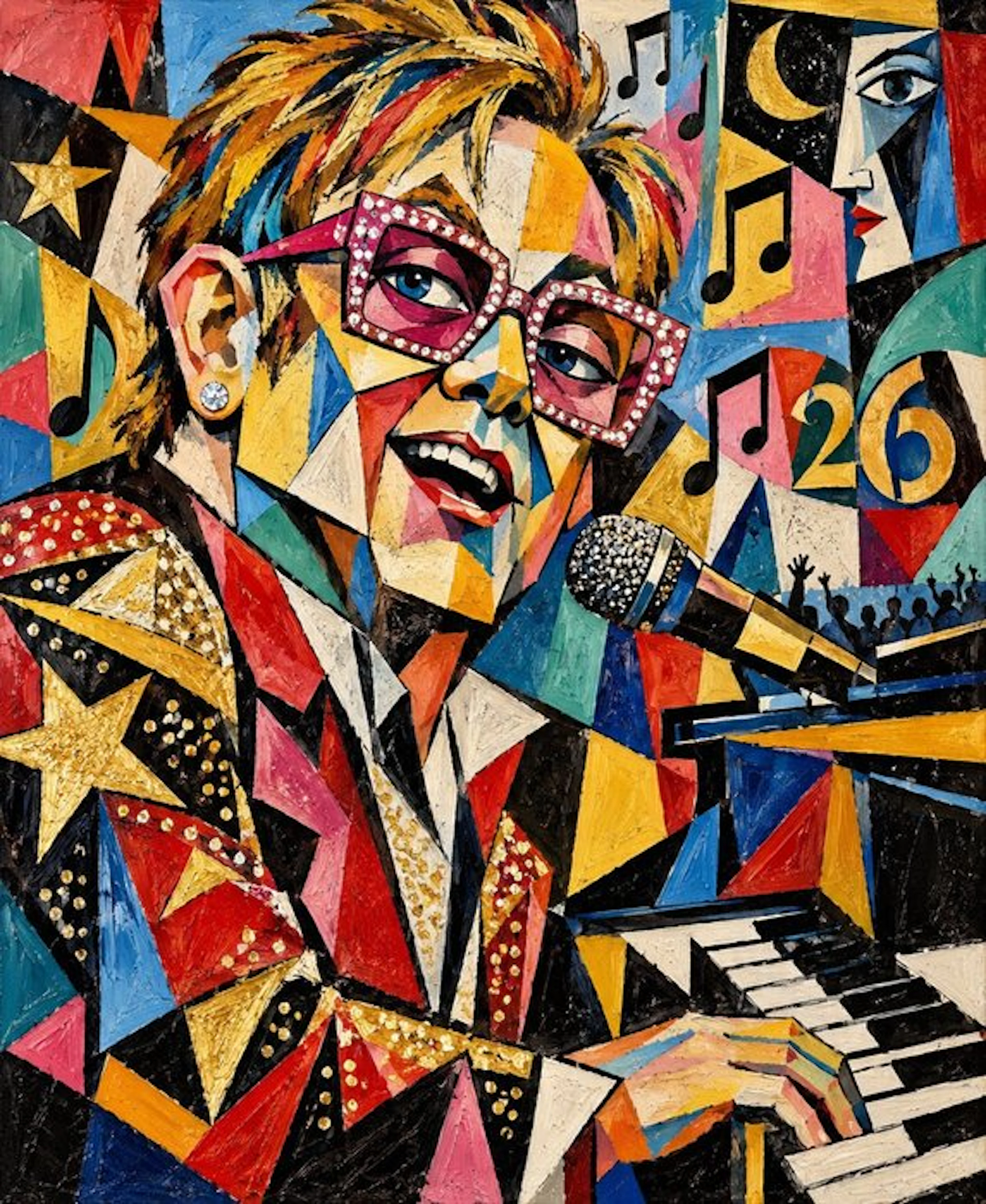 Elton John Cubismo - 45x55cm.- 2026 - Fine Art...