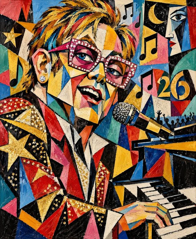 Elton John Cubismo - 45x55cm.- 2026 - Fine Art...