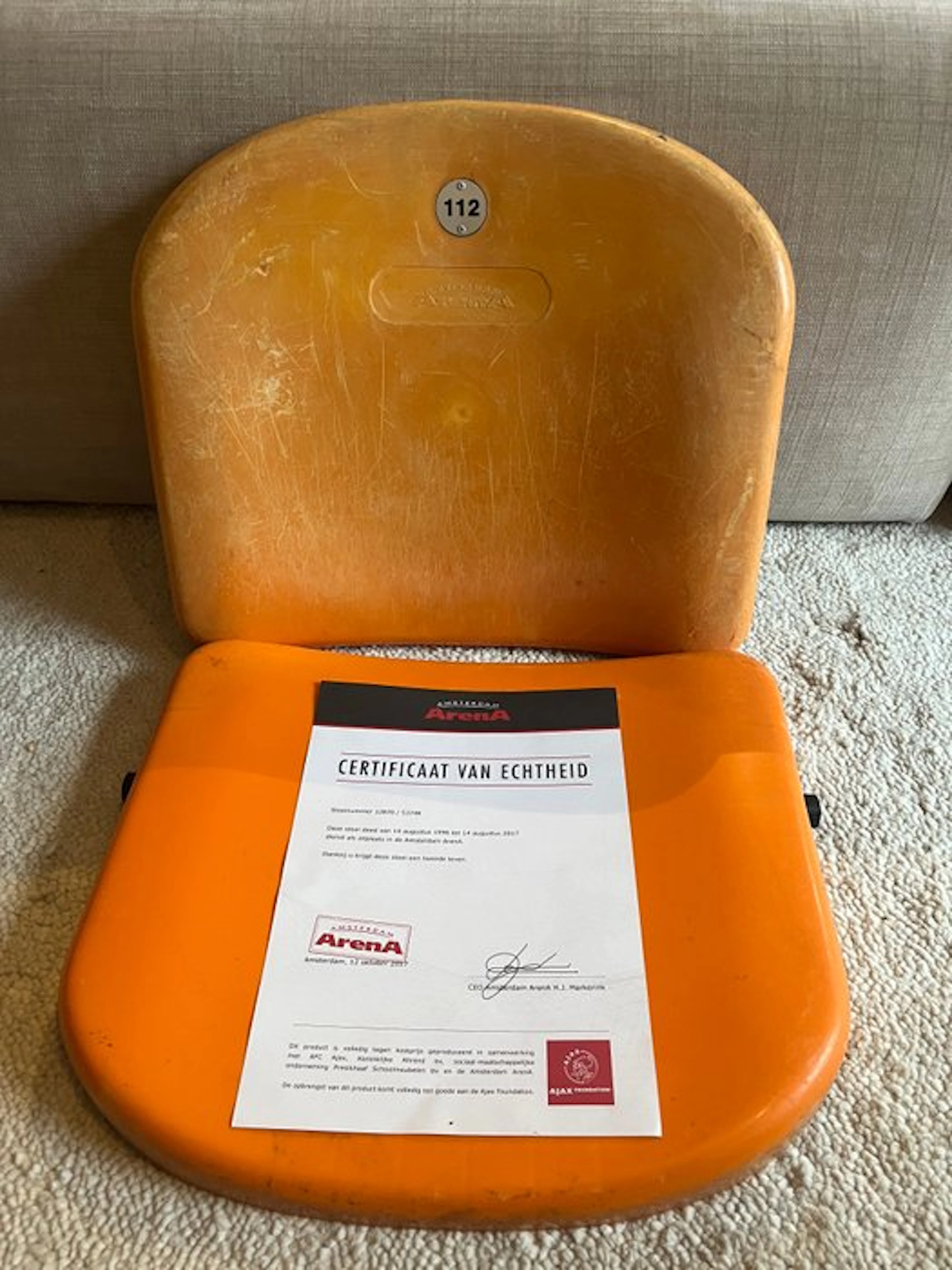 AFC Ajax - 1995 - Authentic Amsterdam ArenA seat - nr. 112