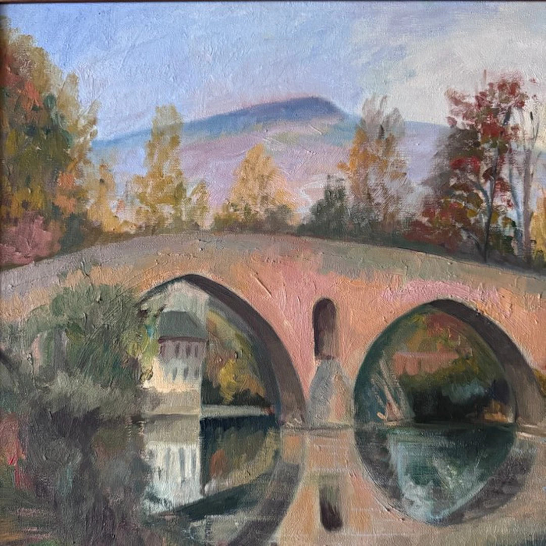 I. Zudaire (XX) - Herbstlandschaft am Fluss Arga in Navarra