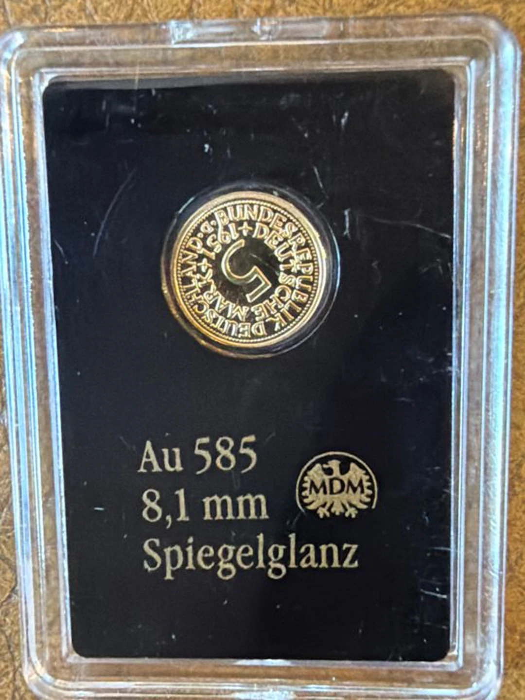 Germany. Gold medal 5 Deutsche Mark - 0,28g (.585) (No reserve price)