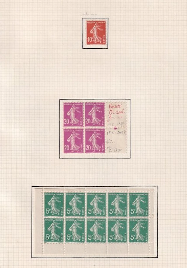 France 1907/1926 - variété, superbe collection - Yvert n°137c, 138m et 190f