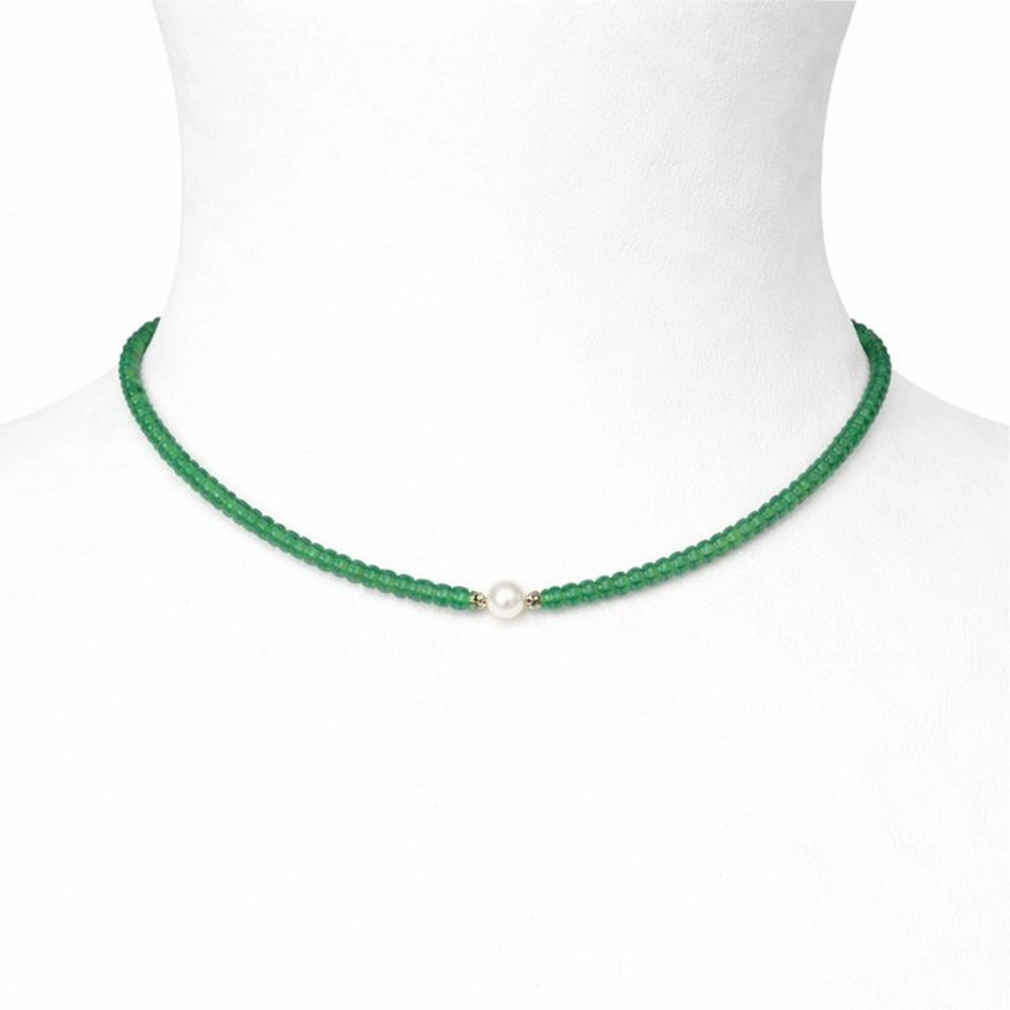 No reserve price - Necklace - 18 kt. Yellow gold - 40.00ct. tw. Emerald - Pearl