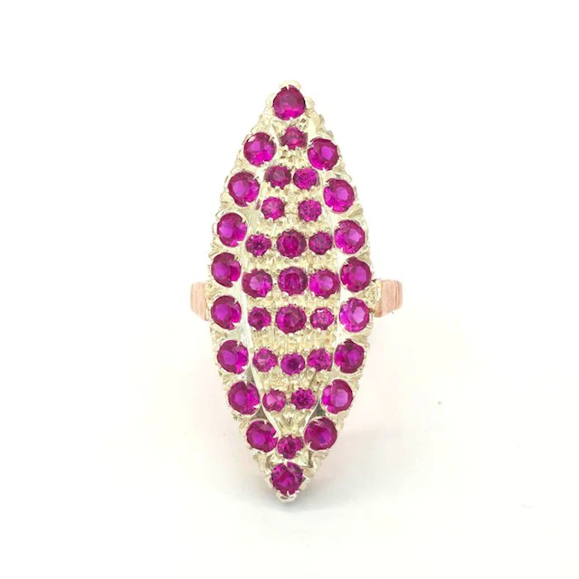 No reserve price - Ring - 9 kt. Rose gold, Silver Spinel