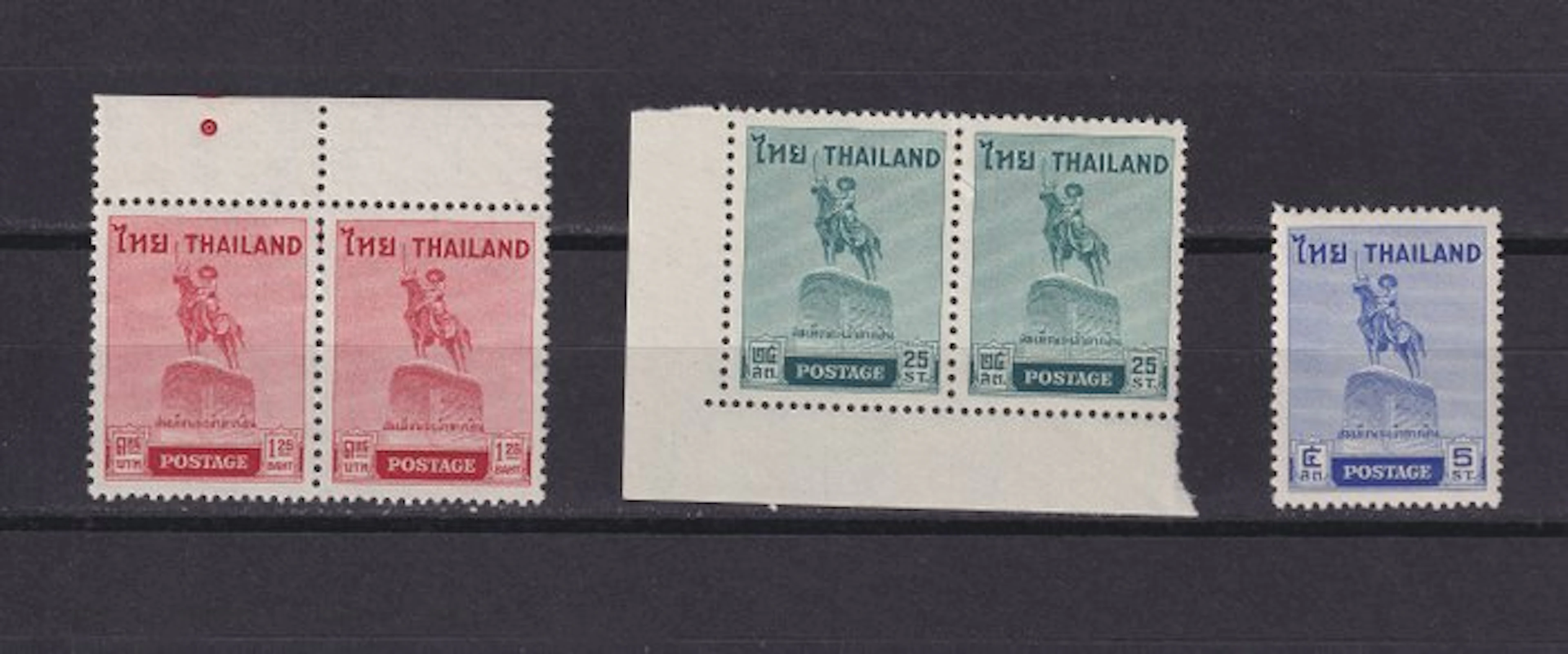 Thailand 1955 - Complete 3-value set 'King Taksin' with...