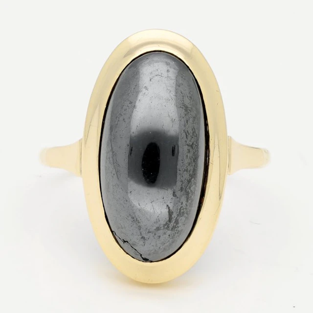 Ring - 14 kt. Yellow gold - hematite