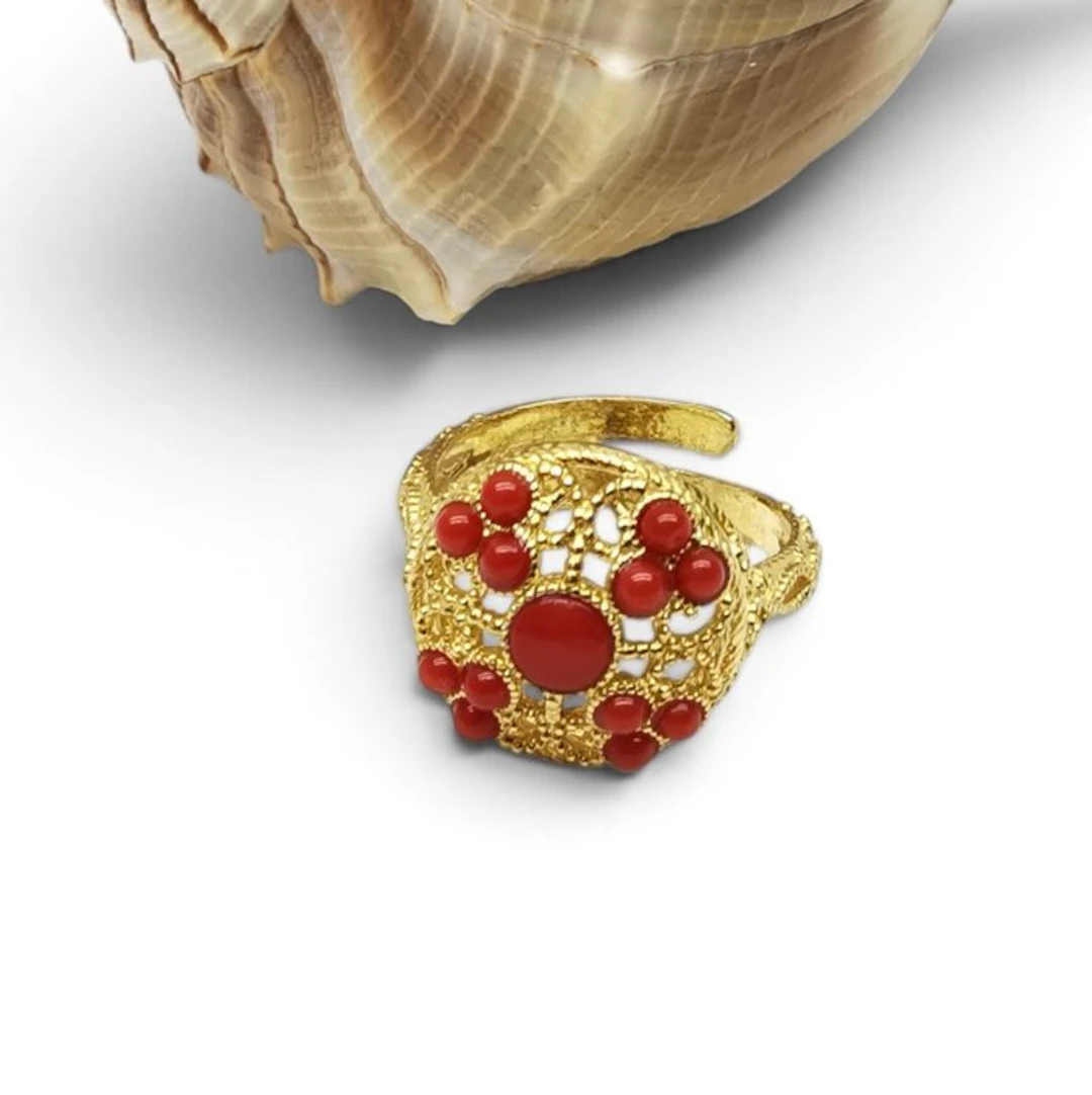 Coral - Sterling Silver 925 - Ring - Italian Craftsmanship