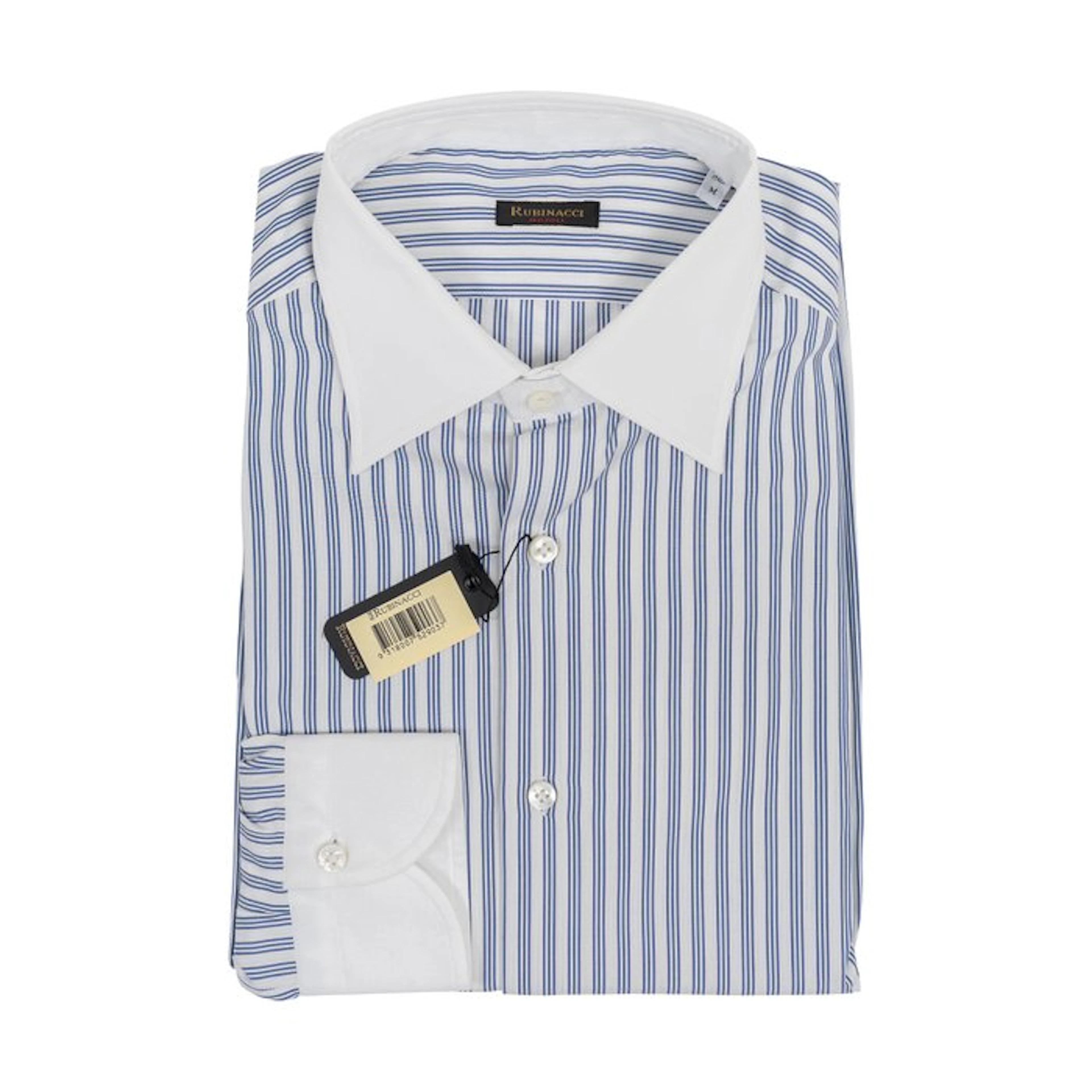 RUBINACCI NAPOLI - Size M - Blue Shirt Striped Cotton...