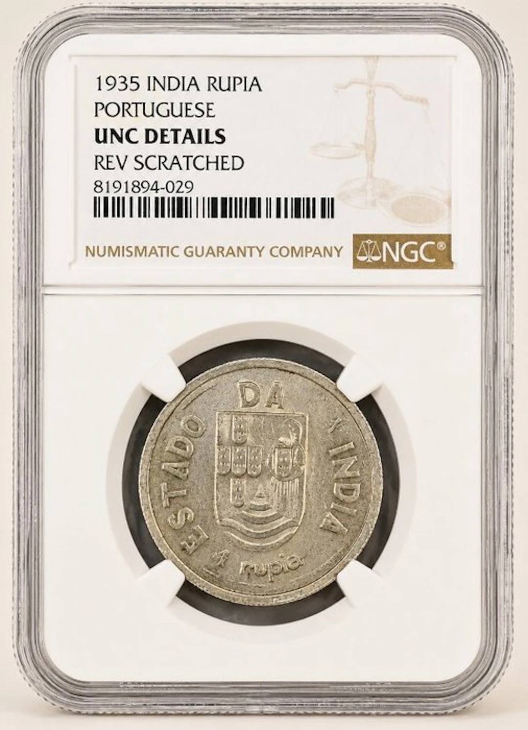 Portuguese India. 1 Rupia 1935 - NGC (No reserve price)