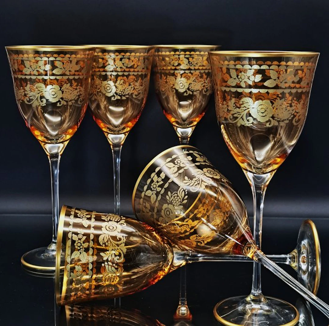 Artemisia - Drinking set (6) - Crystal, Gold zecchino