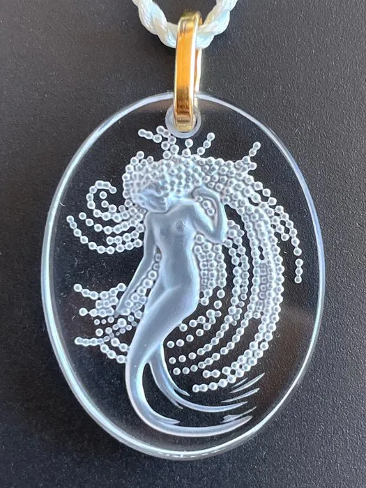 Pendentif Lalique Naïade En Cristal - Collier Blanc, Occasion, Bijou De Créateur