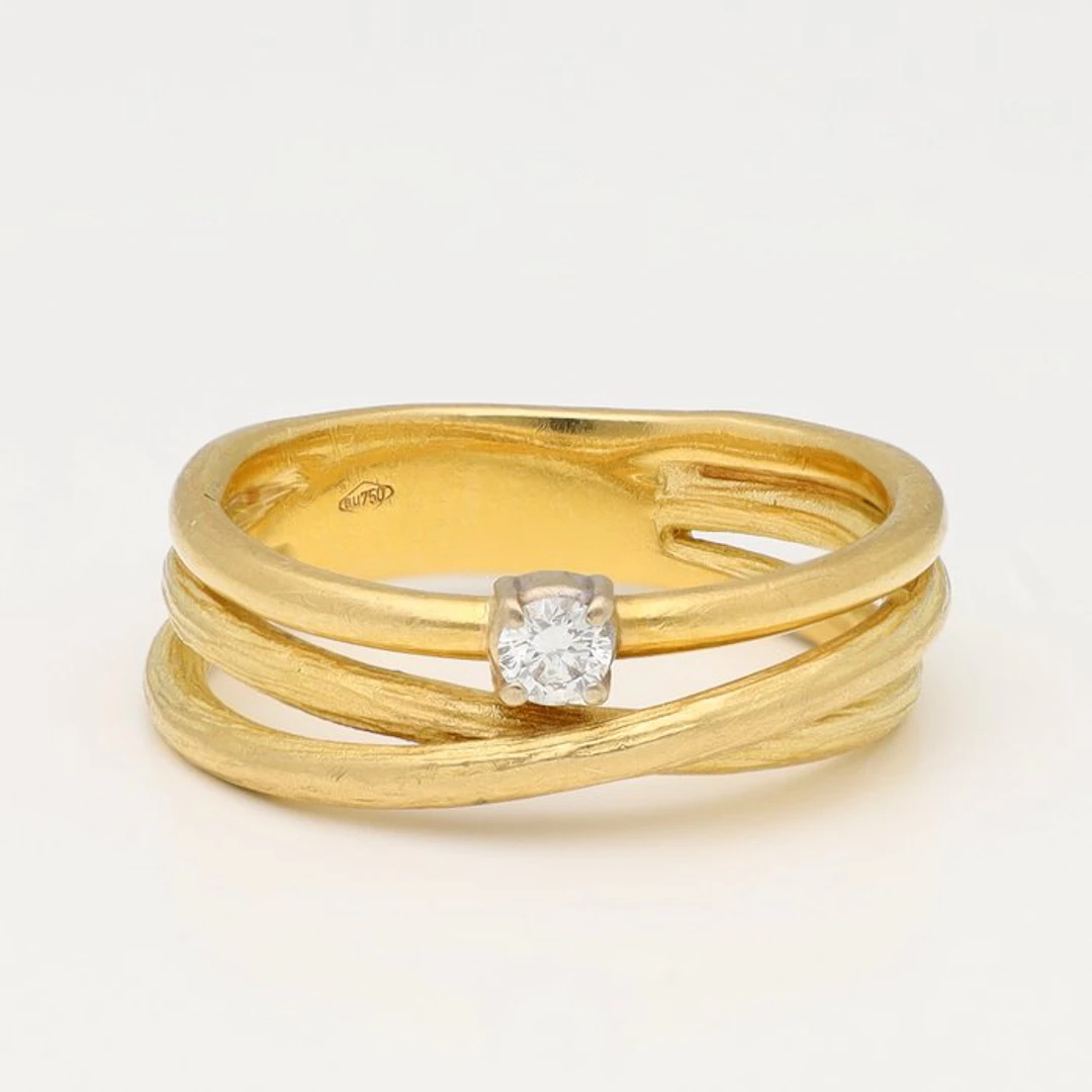 Ring - 18 kt. Yellow gold - 0.10ct. tw. Diamond (Natural)