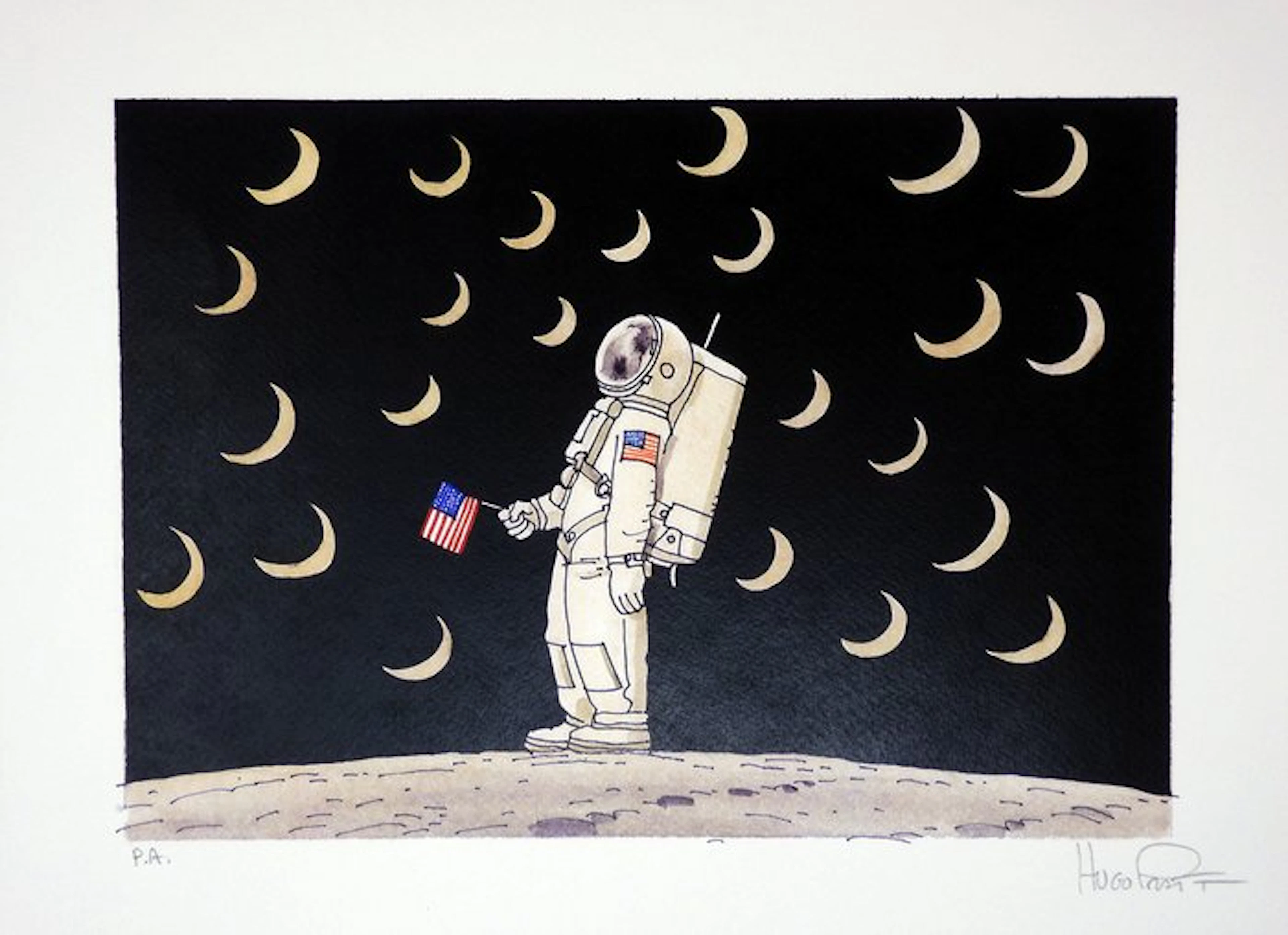 Pratt, Hugo - 1 Offset Print - Lune - Soggetto 13 - 1986
