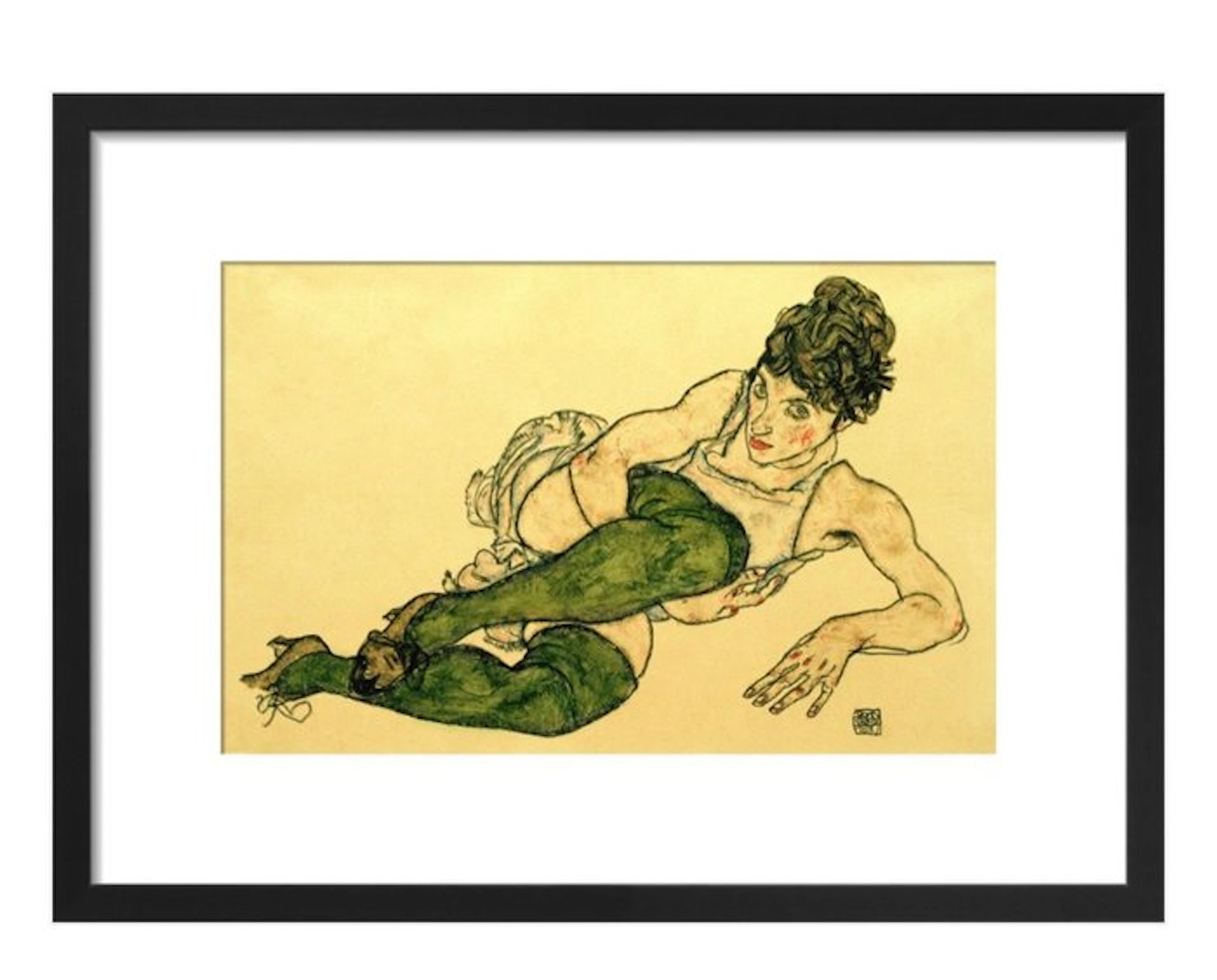 Egon Schiele - “Reclining Woman with Green Stockings