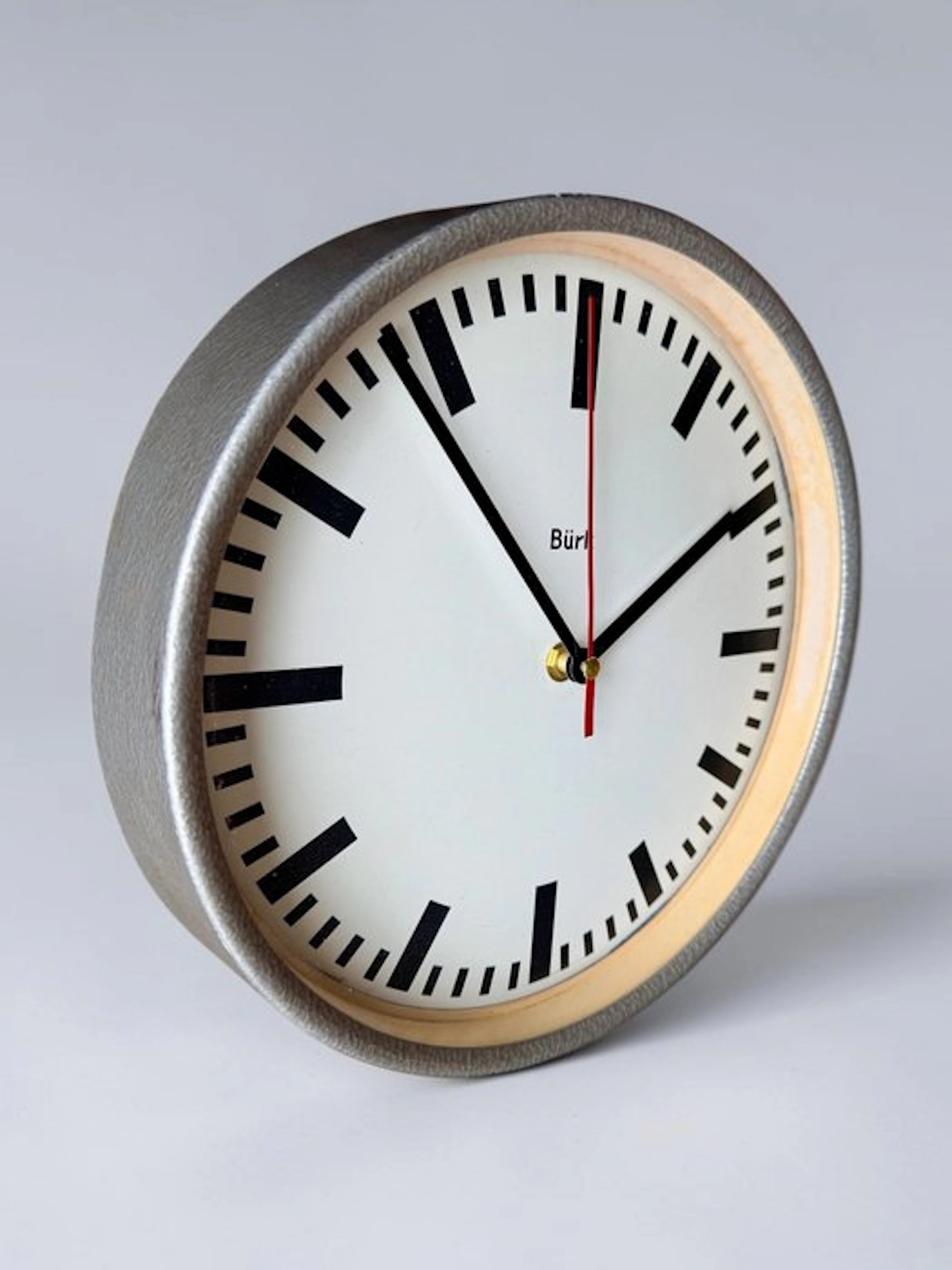 Wall clock - Bürk - Large Bauhaus-Style - Industrial Steel - 1950-1960
