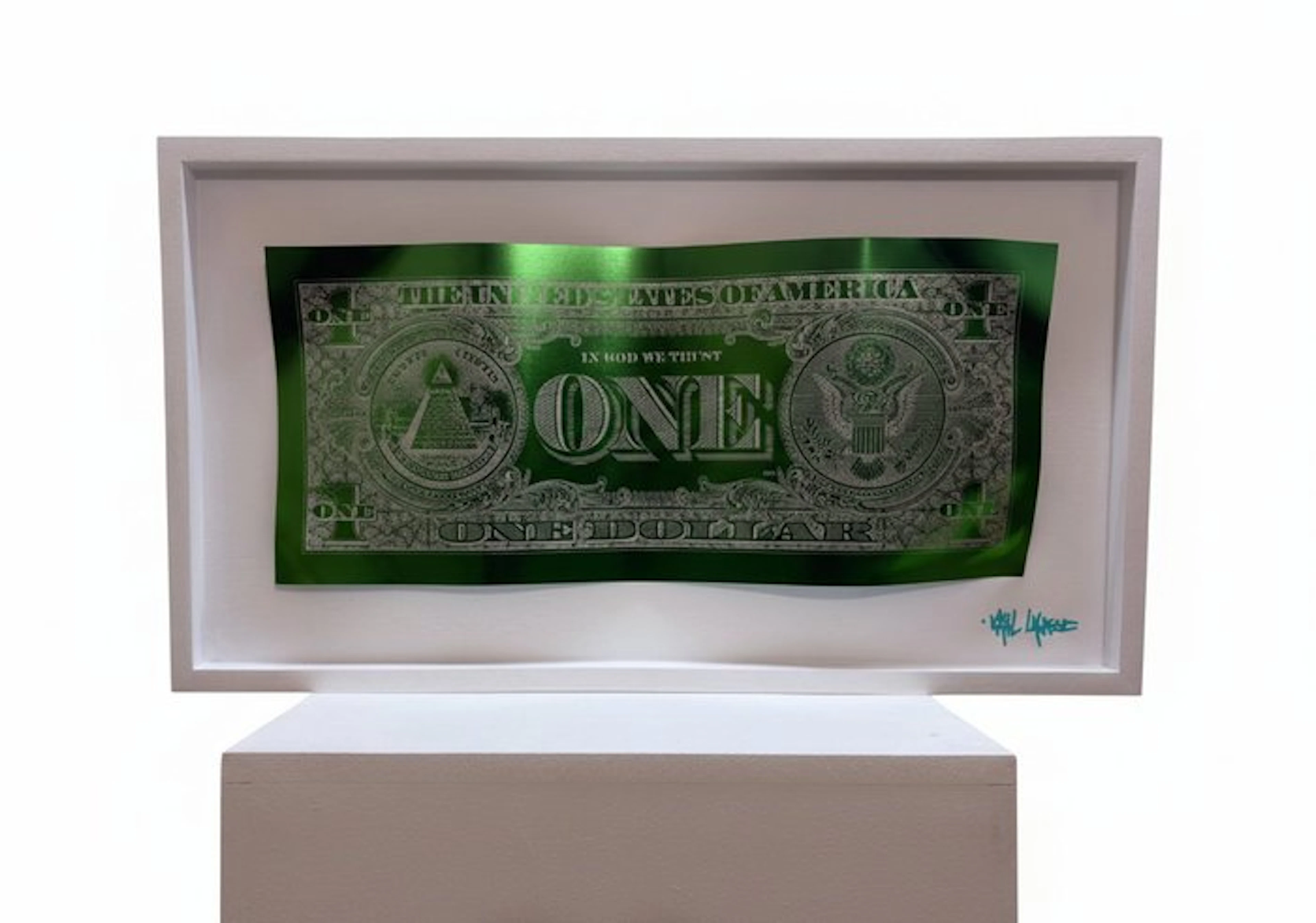 Karl Lagasse - Sculpture Alluminium et Bois *One dollar minimalist Green*