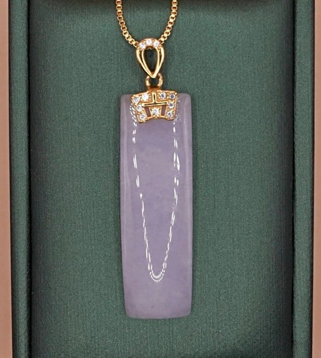 NGTC Certified Grade-A Lavender Jadeite Necklace - Height...