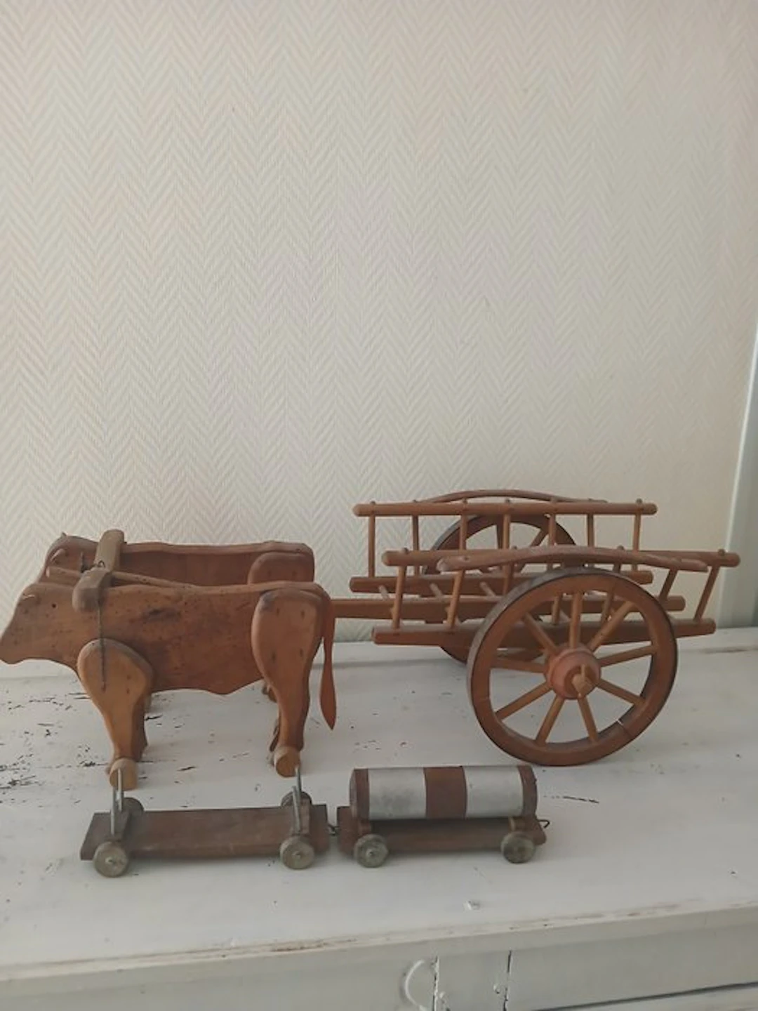 dejou - Toy Charrette à bœufs en bois/citerne - 1940-1950 - France