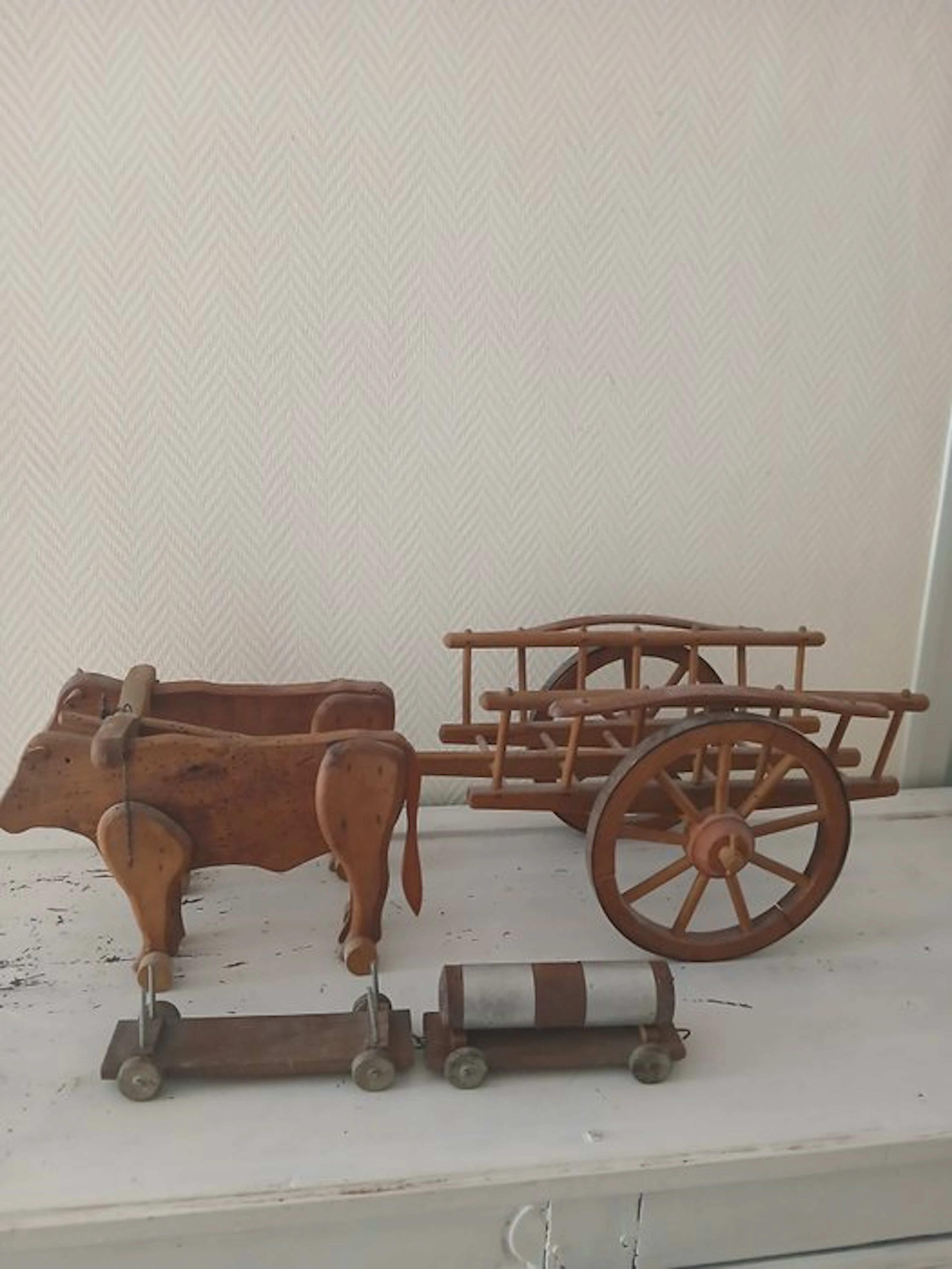 dejou - Toy Charrette à bœufs en bois/citerne - 1940-1950 - France