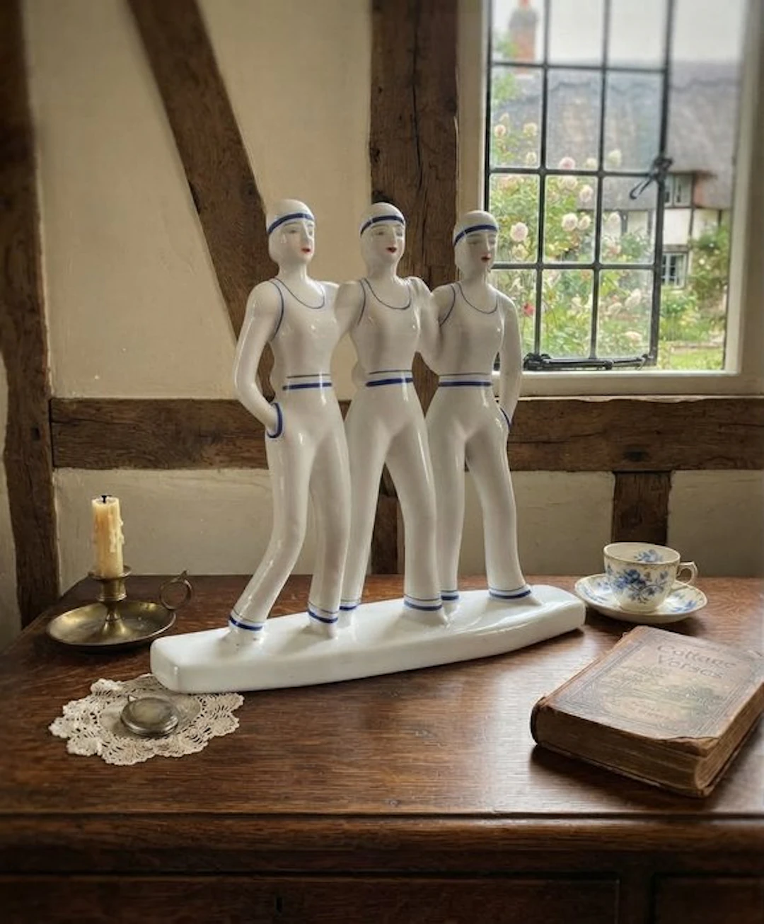 Figurine - Trois baigneuses - Faïence peinte - France, années 1950