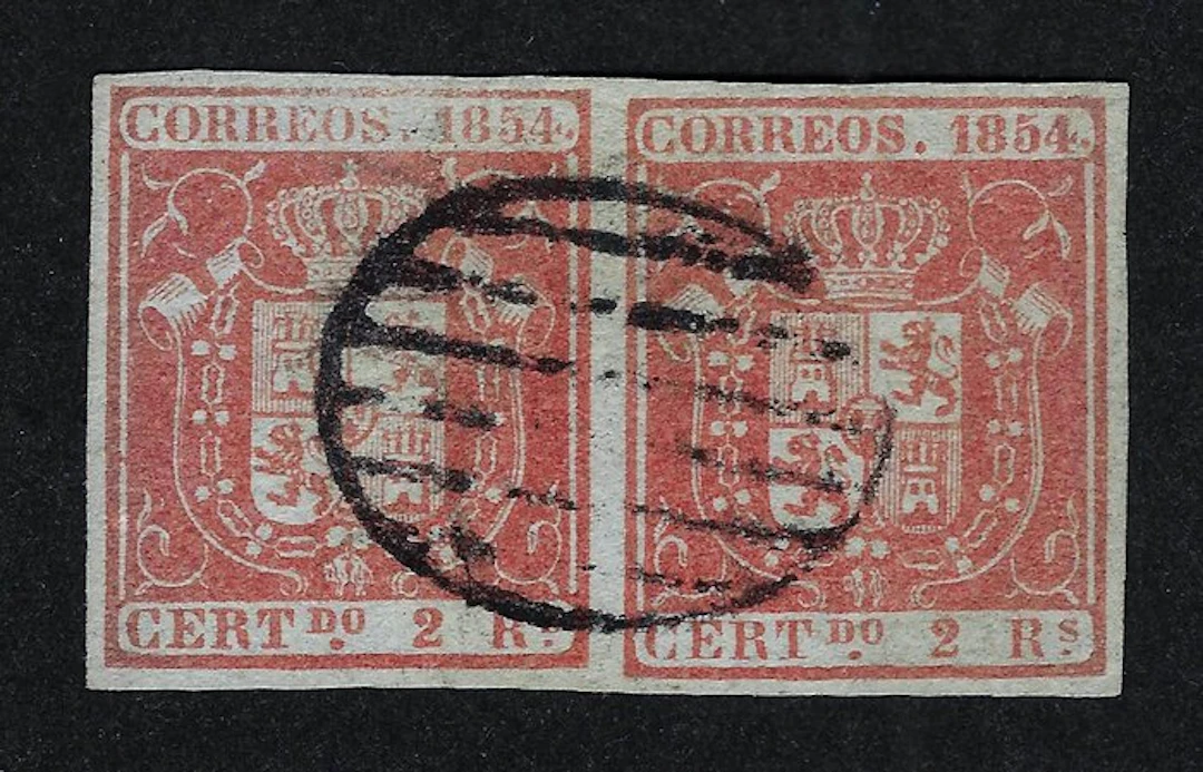 Spain 1854 - Escudo de España 2 reales sobre papel...