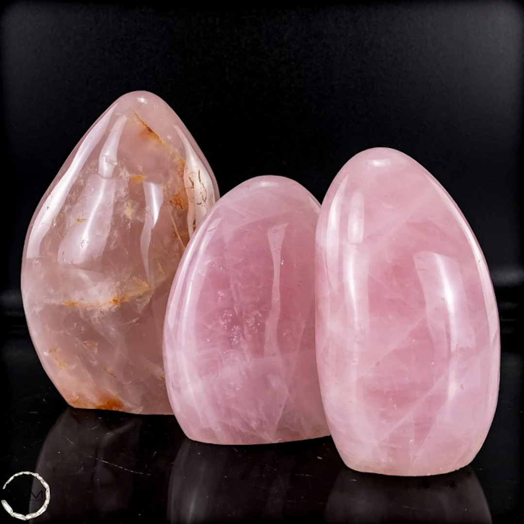 Rose Quartz Freeform Set – Elegant trio of delicately pink natural quartz