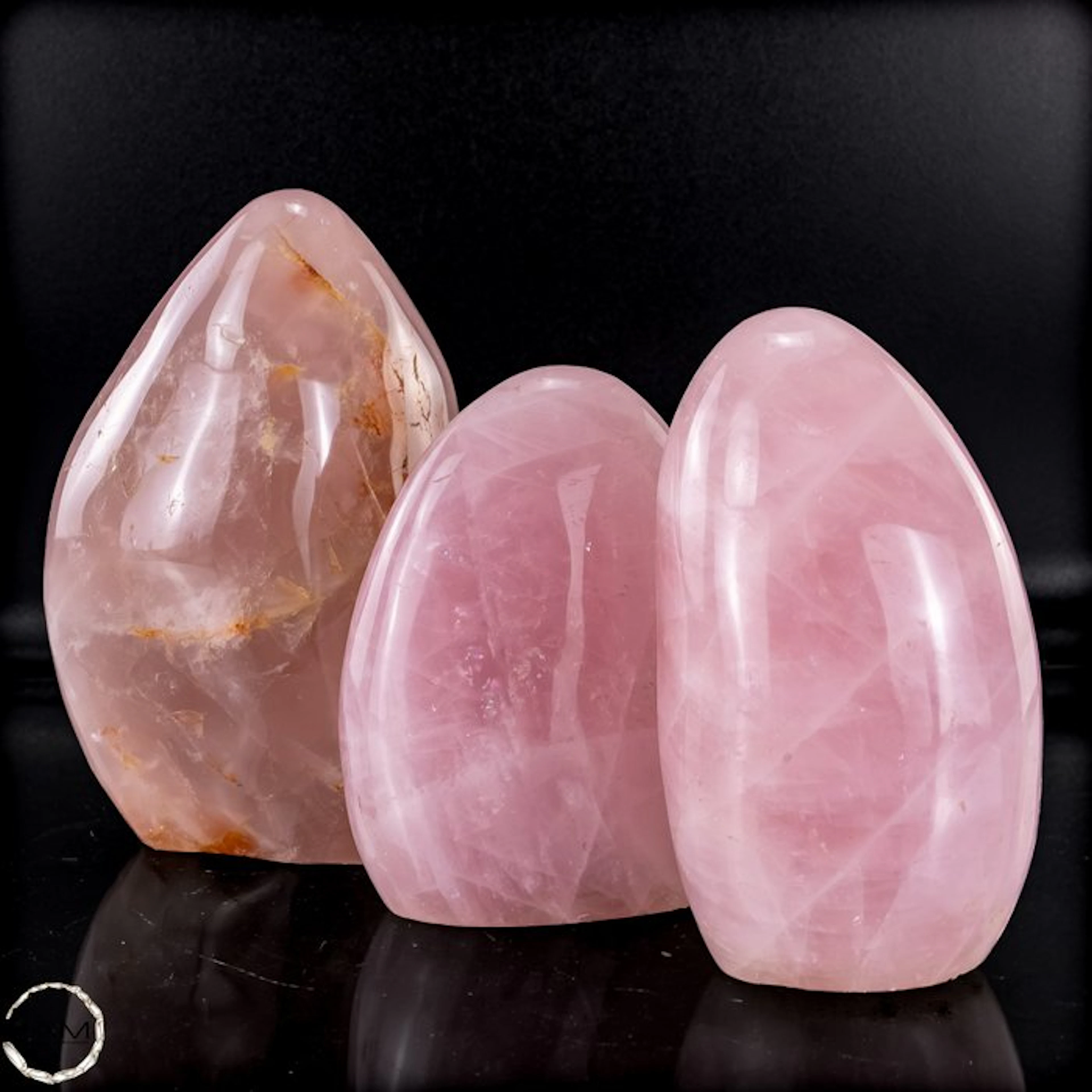 Rose Quartz Freeform Set – Elegant trio of delicately pink natural quartz