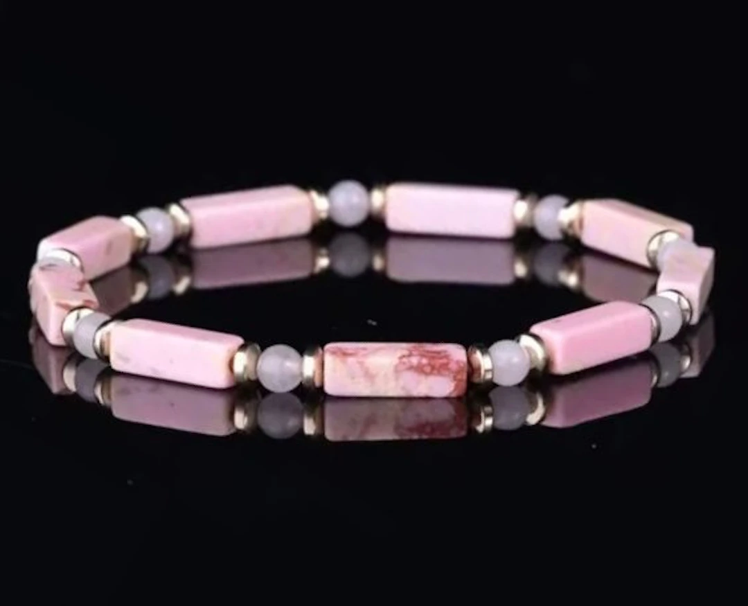 Stackable Rhodonite & Rose Quartz Stretch - Bracelet