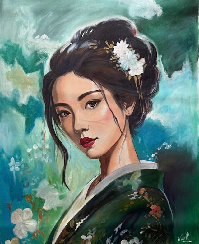 Hoàng Quoc Vinh - Le regard de Jade ↑100 →80 cm ✦ Vendu sans prix de réserve ✦