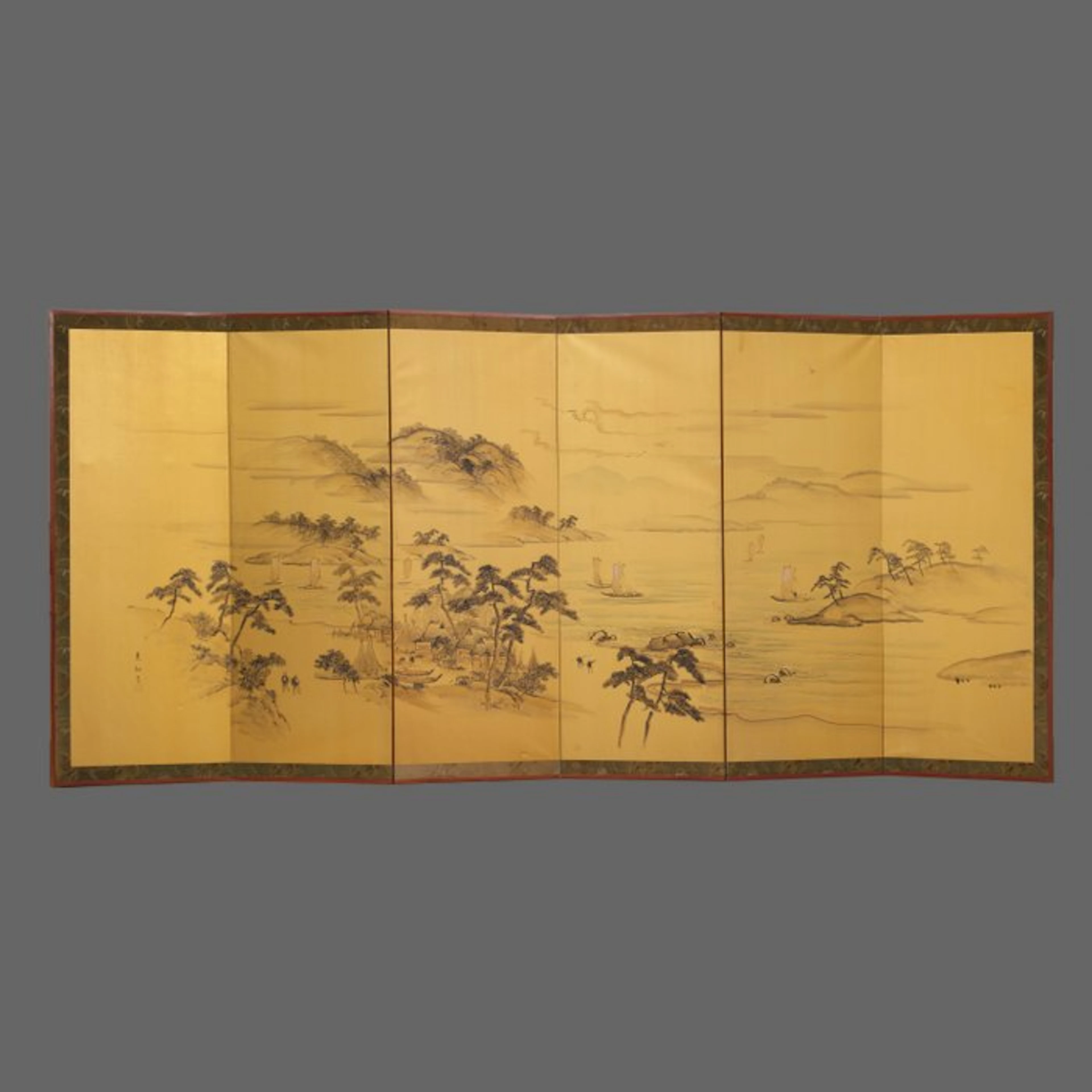 Byôbu 屏風 (folding screen) - Lacquered wood