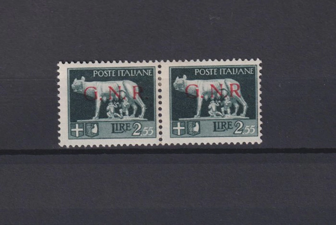 Italian Republic 1943/1943 - Horizontal pair with overprint: G.N.R