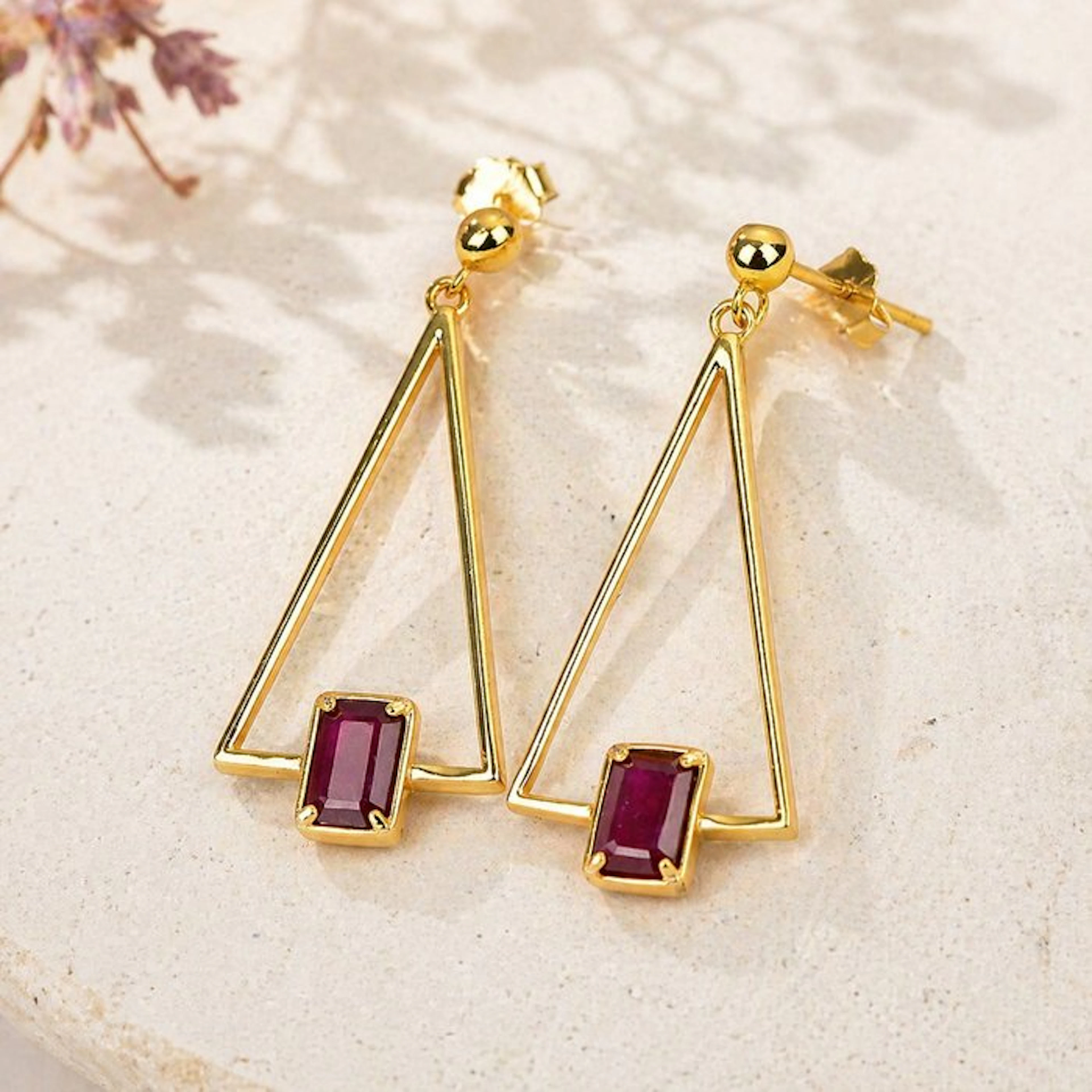 No reserve price - Earrings Silver - Ruby - Certified