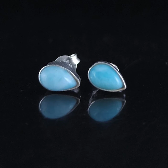 Larimar Cabochons - Height: 9 mm - Width: 7 mm- 2.19 g