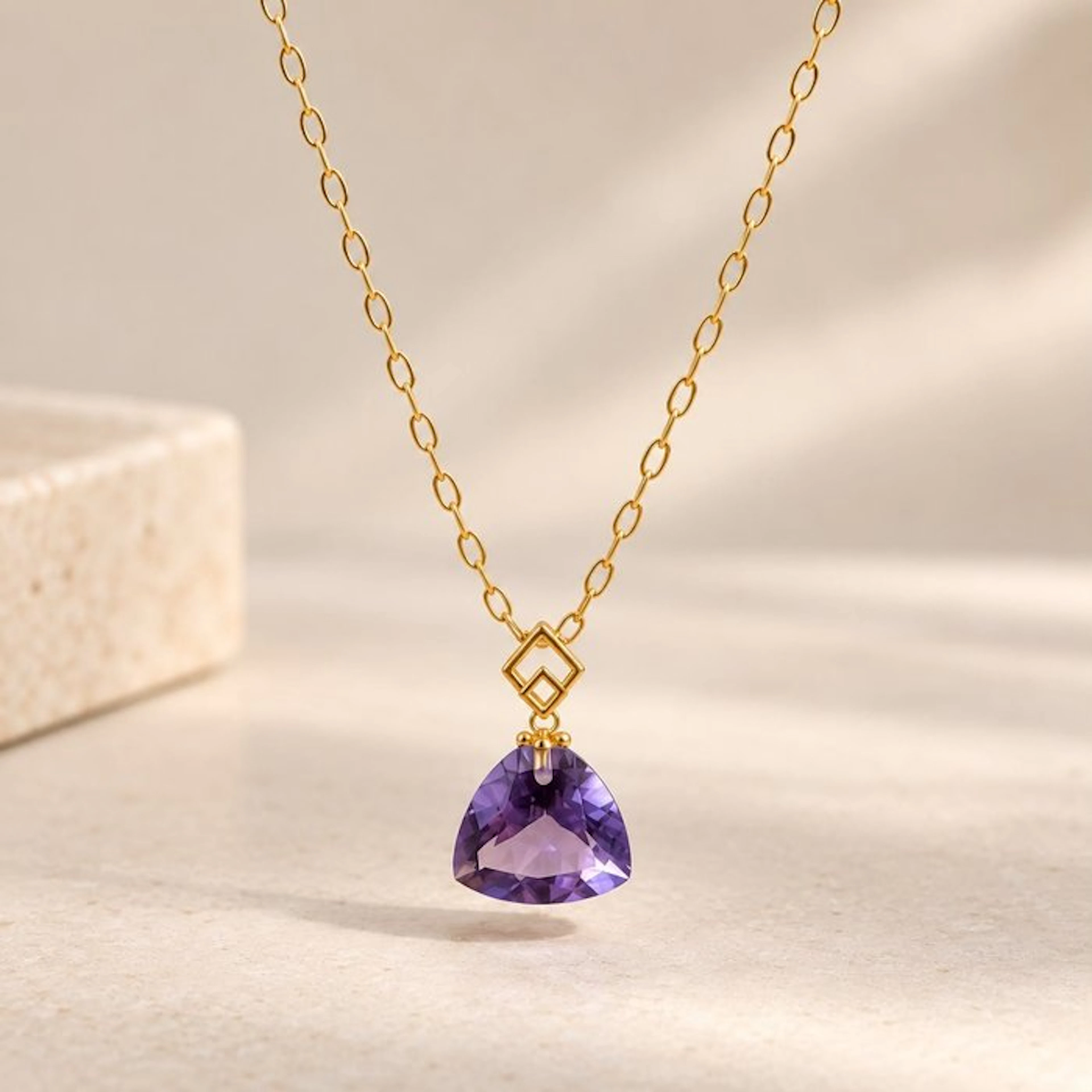 No reserve price - Necklace - 18 kt. Yellow gold Amethyst