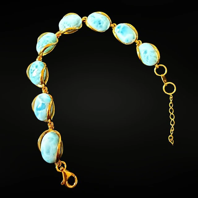 Luxury Larimar Bracelet - Caribbean Treasure Jewellery- 23 g - (1)