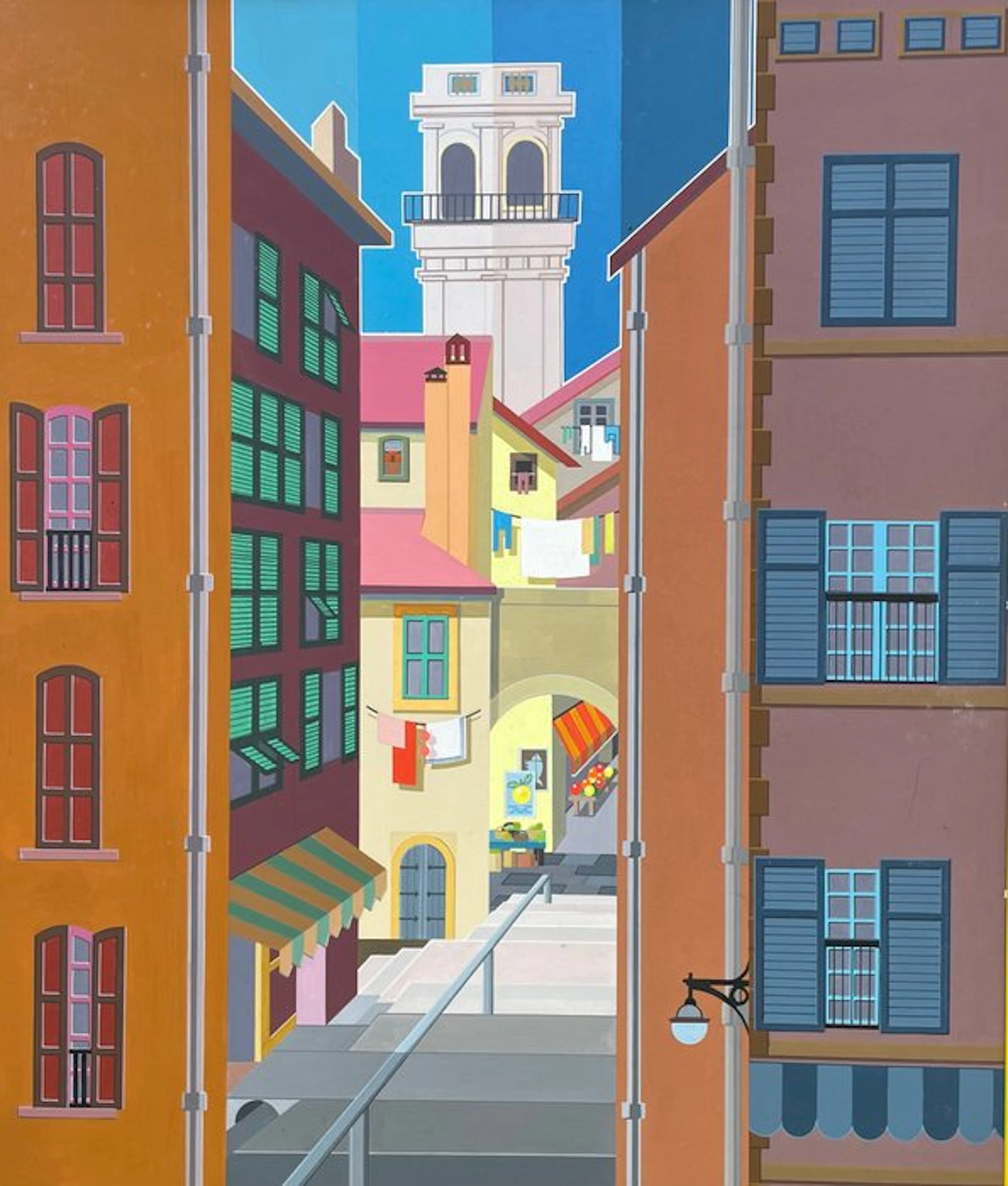 Maxime Dufour (1928-2016) - Paysage Ruelle ensoleillée du...