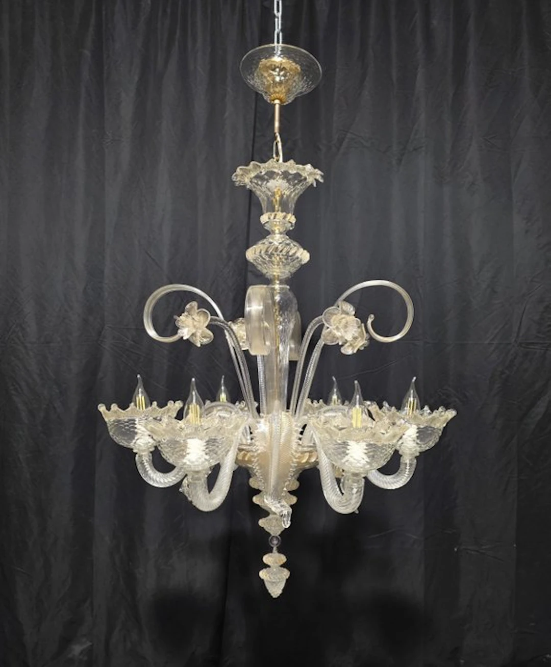 Chandelier - Curly Gold - Murano glass - 6 lights