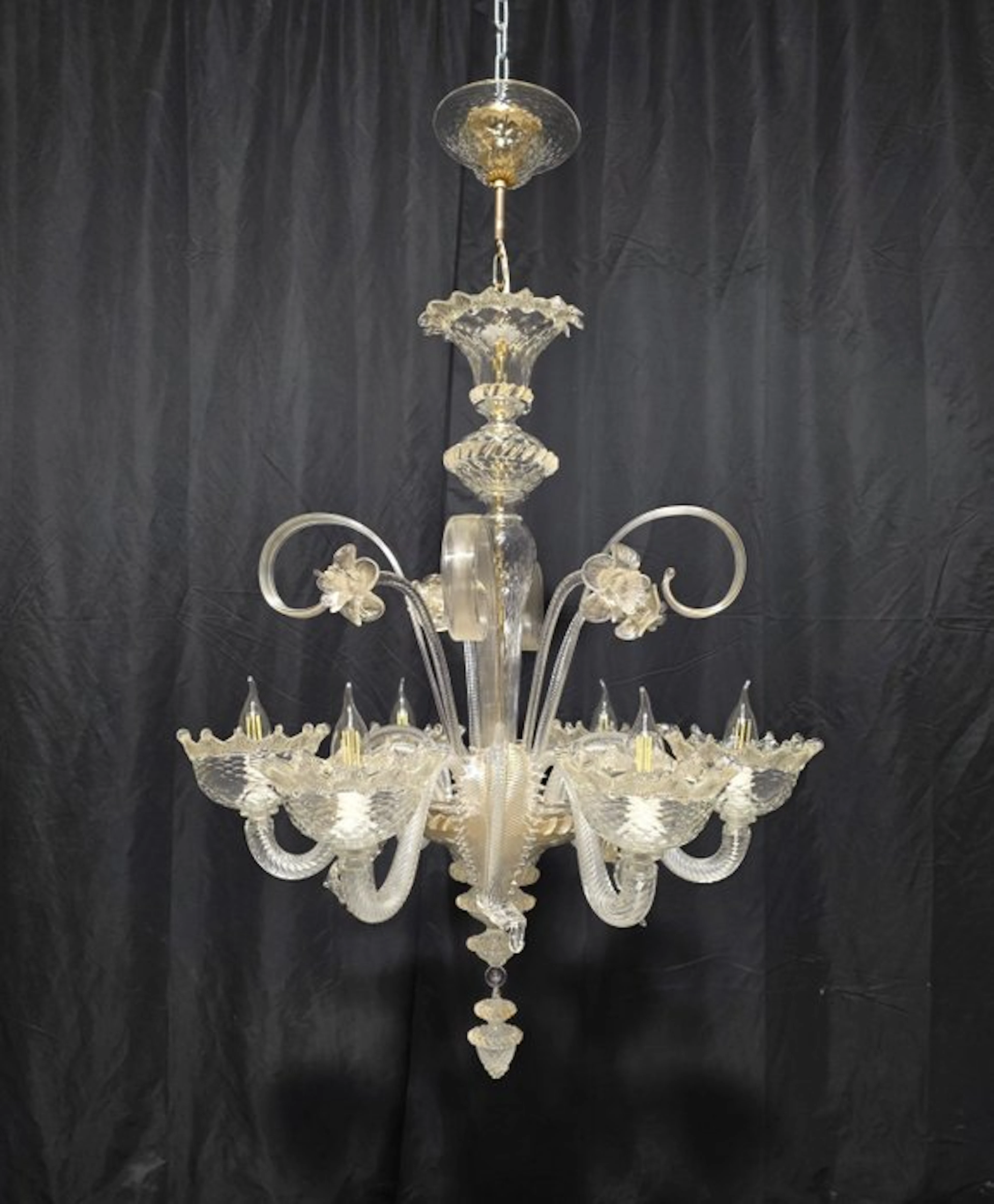 Chandelier - Curly Gold - Murano glass - 6 lights