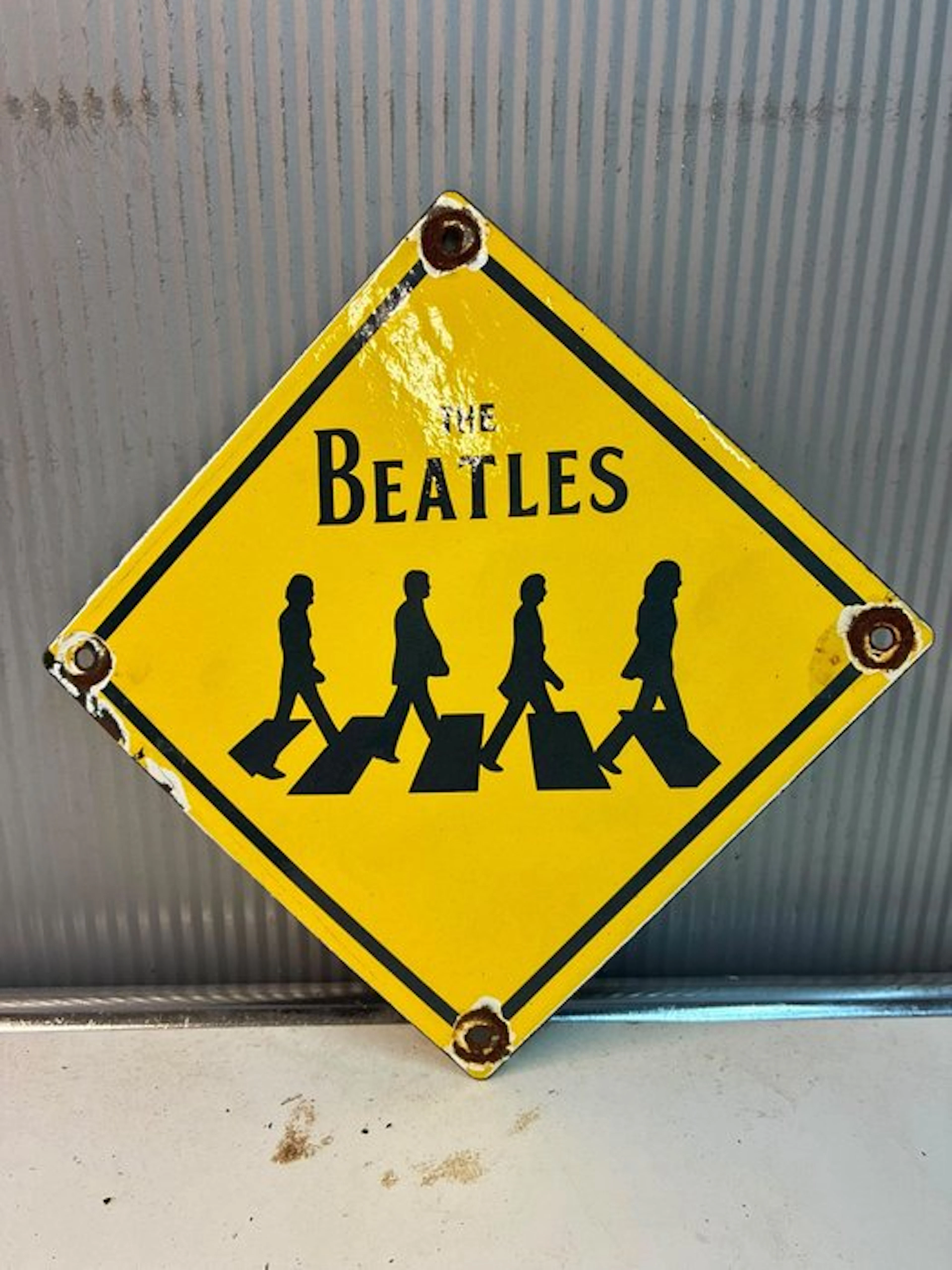 The Beatles – Abbey Road – Emaille Reclamebord – Geel...