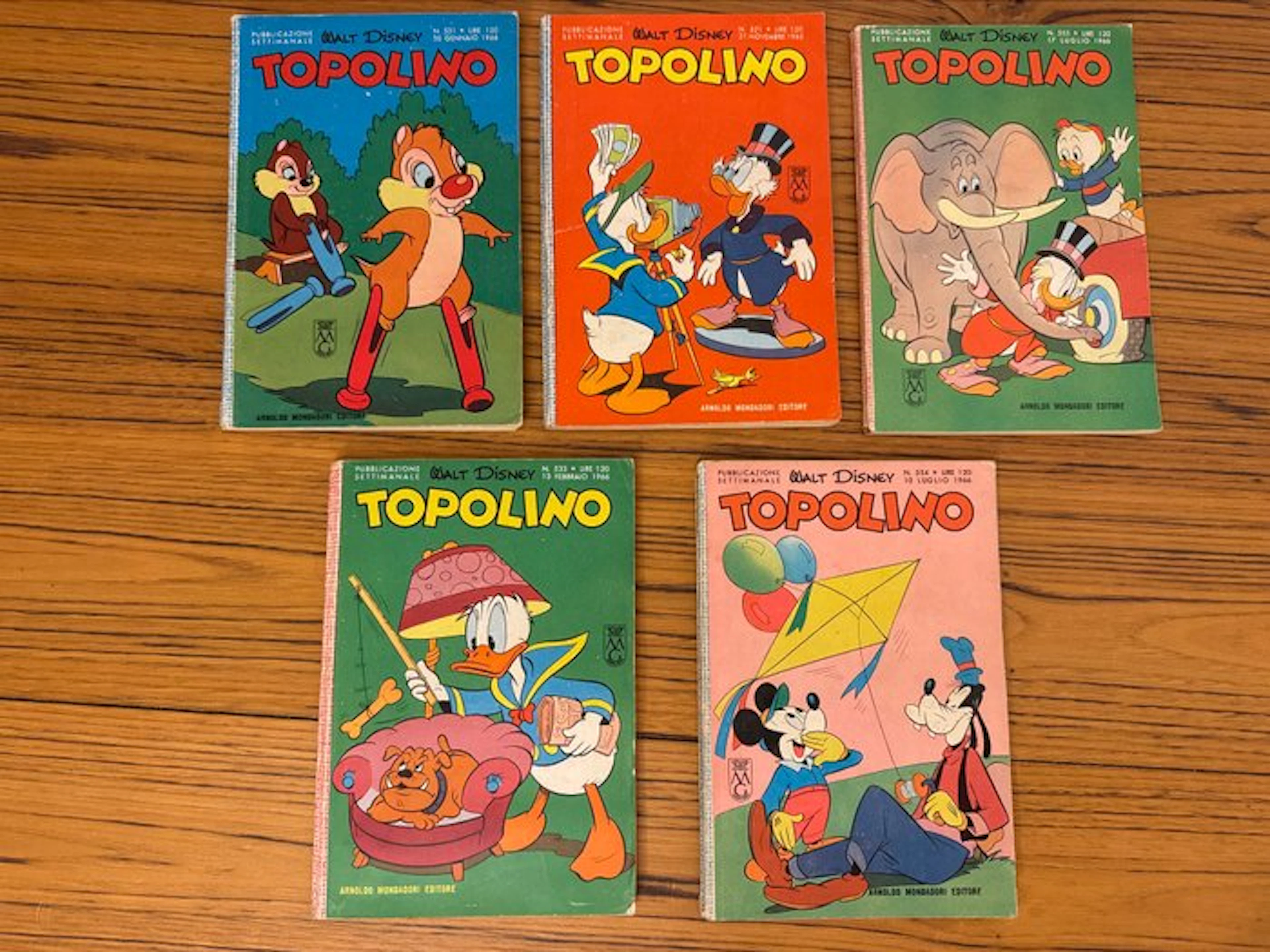 Topolino nn. 521-531-533-554-555 - 5 Comic - 1965/1966
