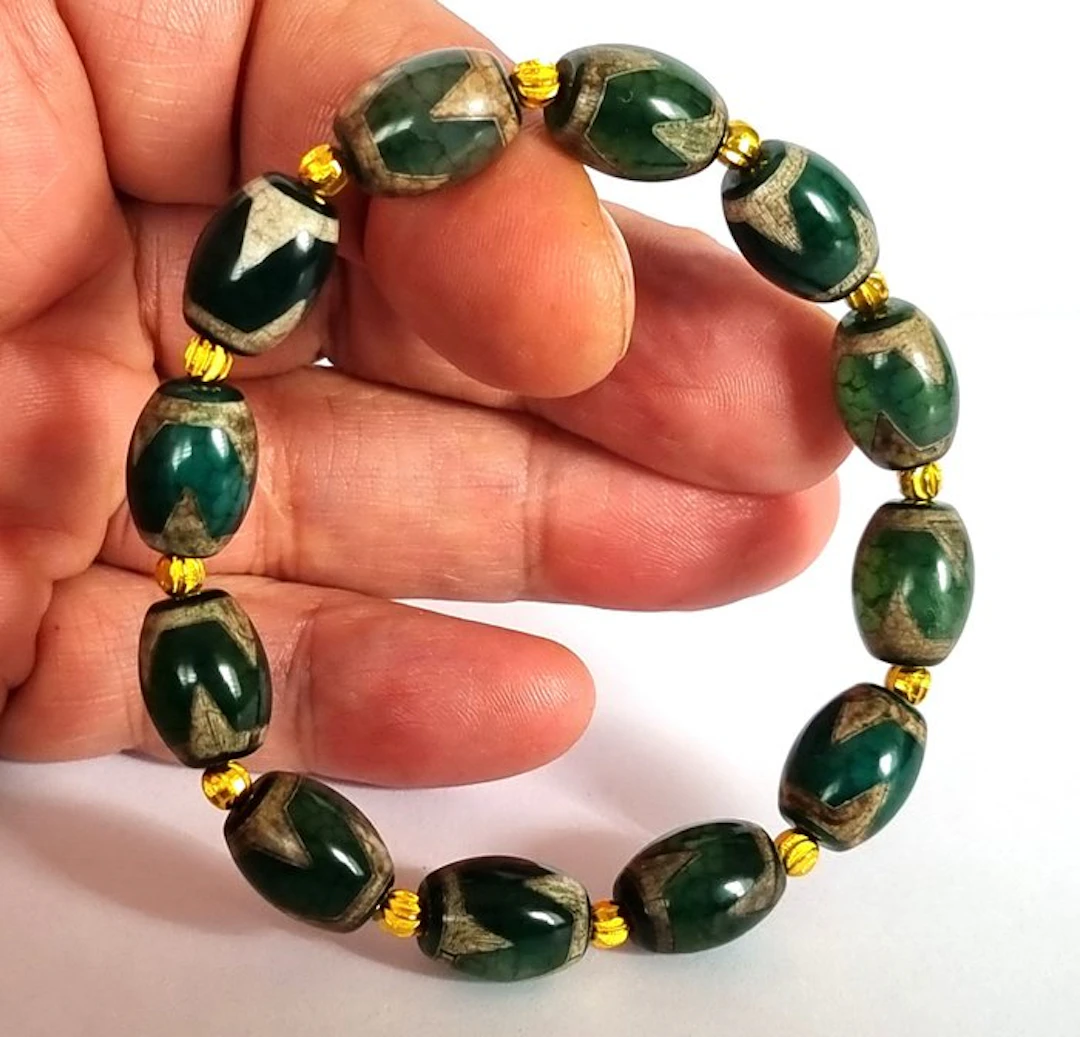 Buddhist bracelet - dZi - Wave of fortune - Light in the...