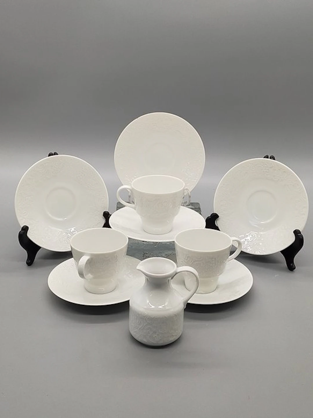 Coffee set - Hutschenreuther Porzellan Kaffeeservice Weiß Relief - Porcelain