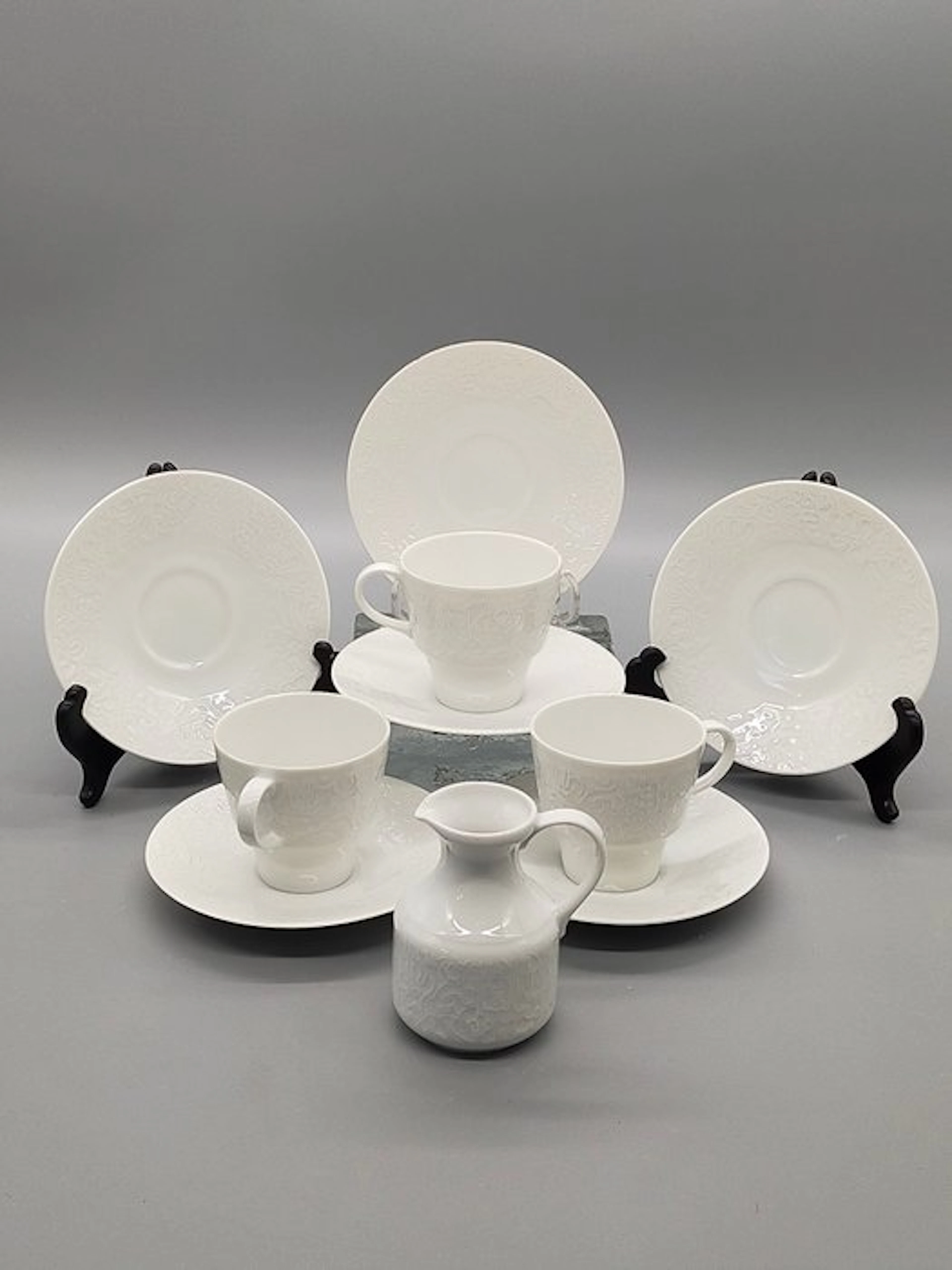 Coffee set - Hutschenreuther Porzellan Kaffeeservice Weiß Relief - Porcelain