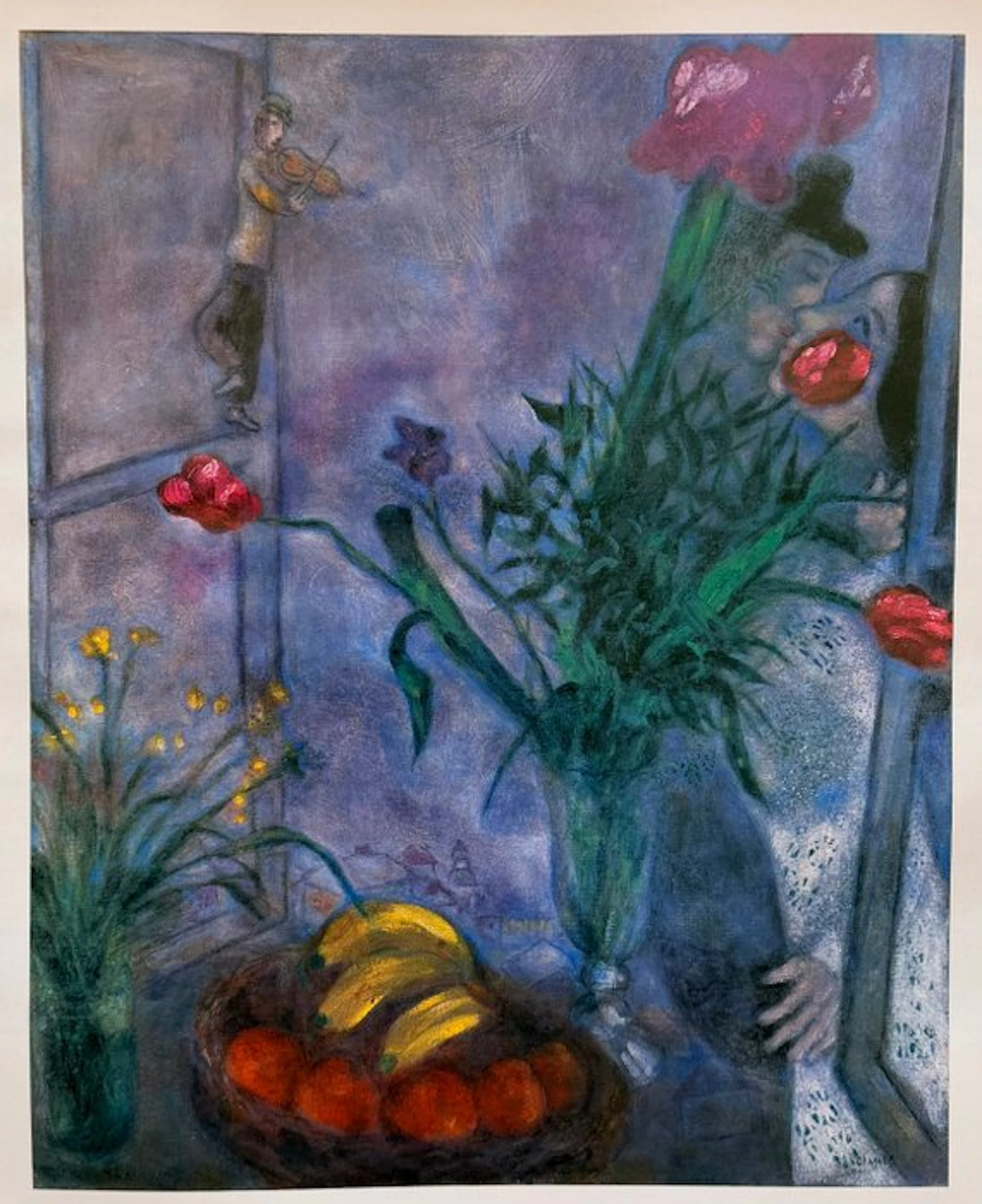 Marc Chagall (1887-1985) - Vase de Fleurs et violoniste, Etwa
