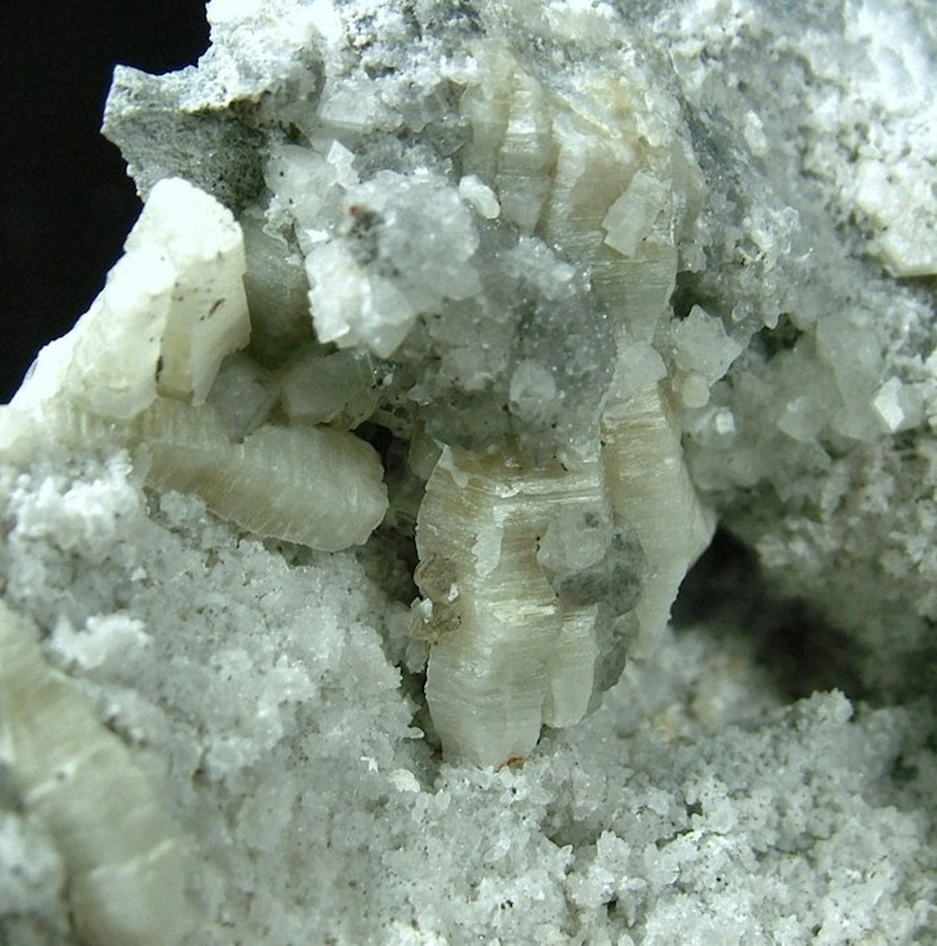 Weloganite with Dresserite and Calcite CW1945 Crystals on...