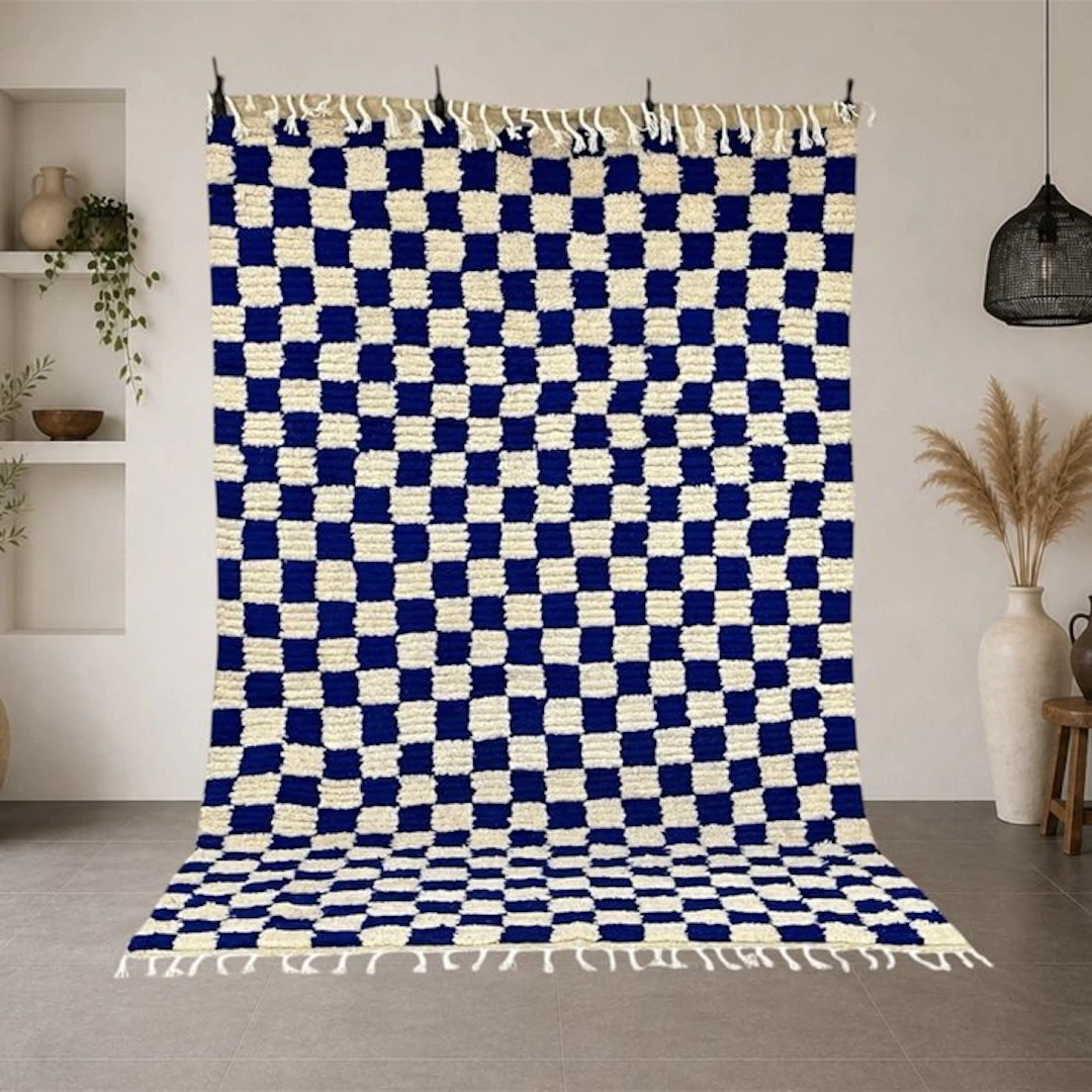 Berber Moroccan Beni Ourain rug for a modern living room